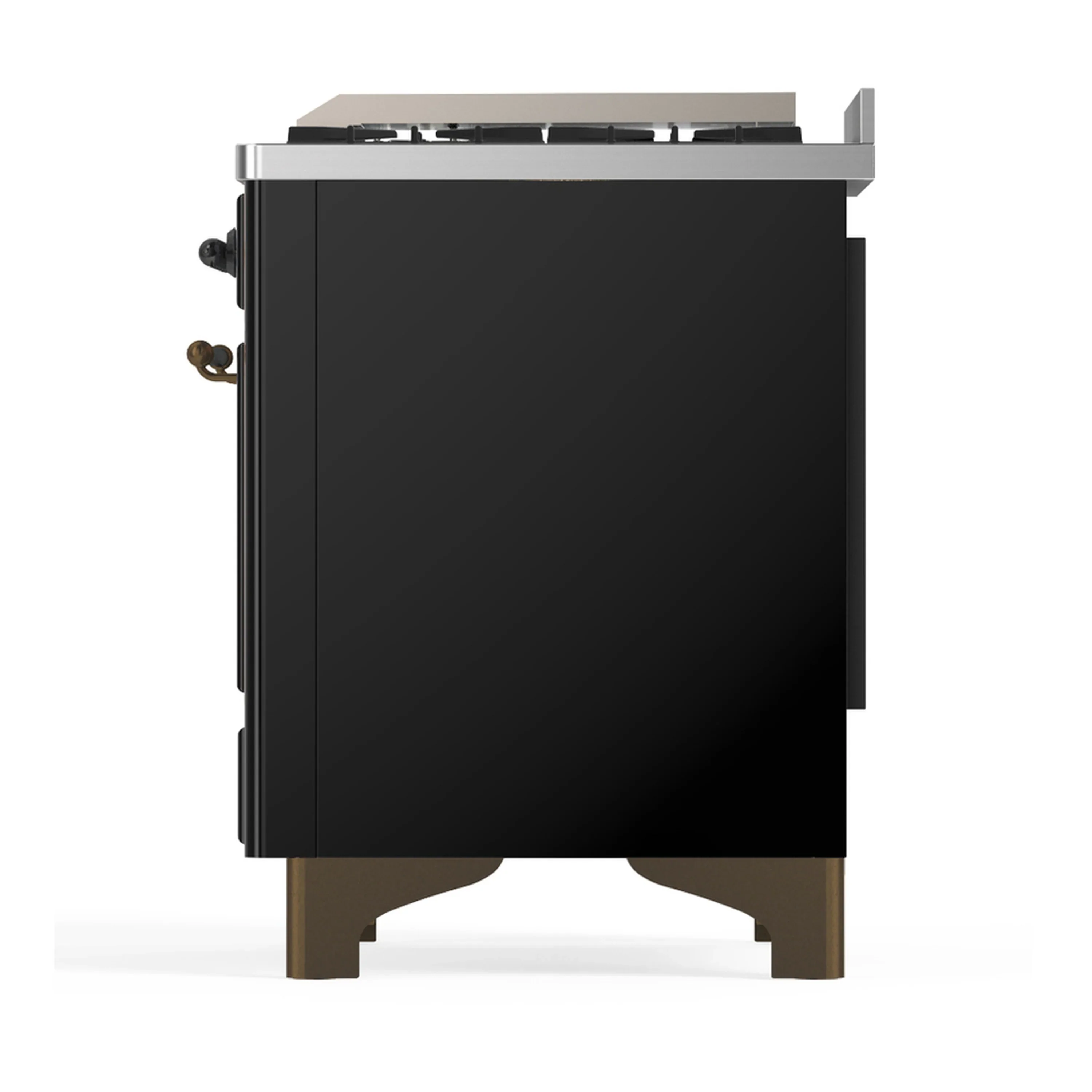 ILVE Majestic III 48-inch Dual Fuel Range with 5 Liquid Propane Burner, Griddle and Solid Door Electric Oven in Glossy Black with Burnished Trim (UM48FQNR3BKBLP) - Image 9