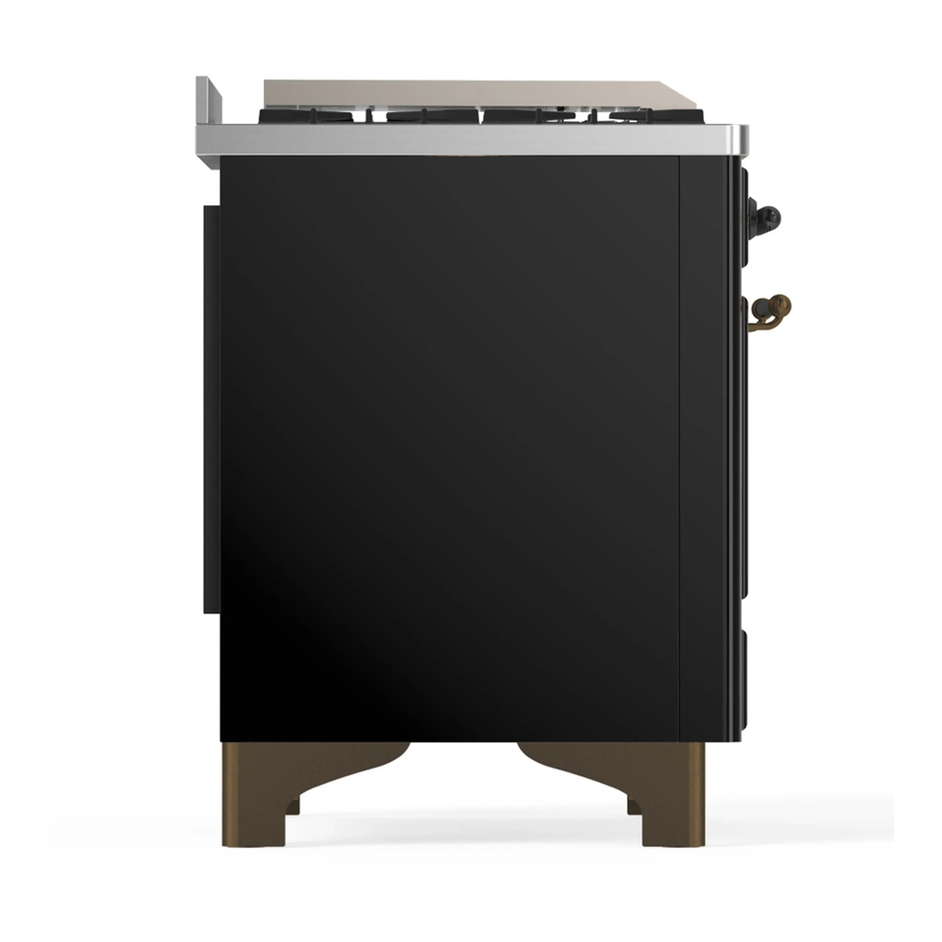 ILVE Majestic III 48-inch Dual Fuel Range with 5 Natural Gas Burner, Griddle, French Top and Triple Glass Door Electric Oven in Glossy Black with Burnished Trim (UM48FSNR3BKB) - Image 8