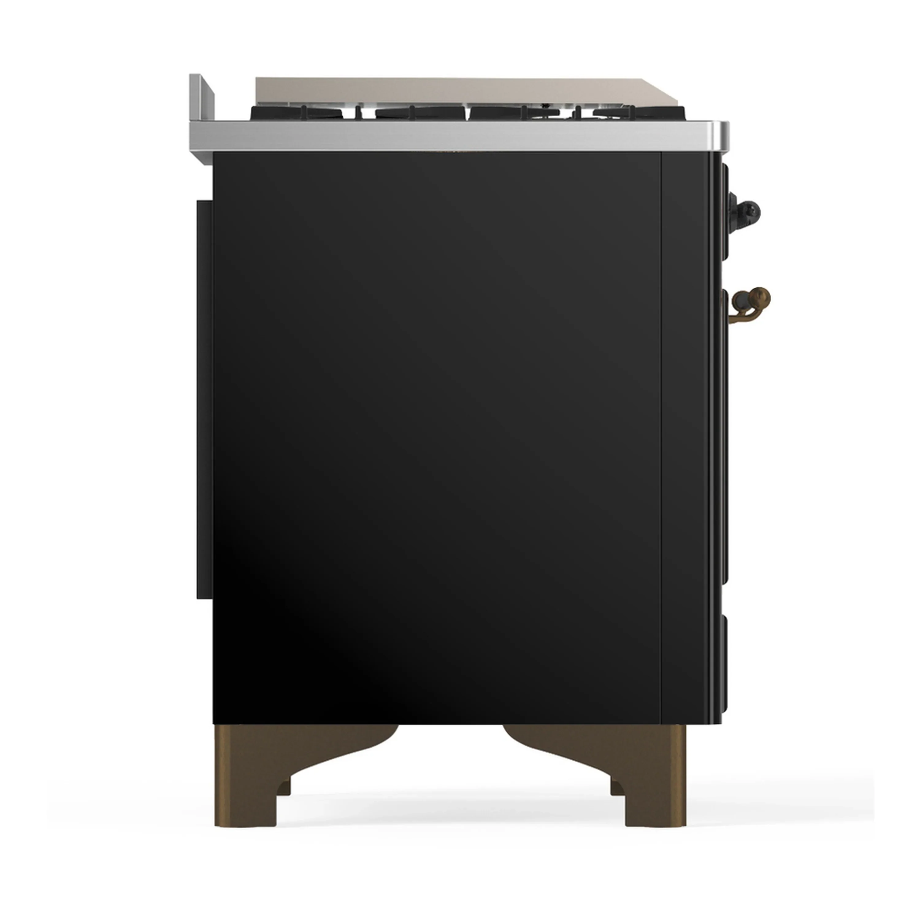 ILVE Majestic III 48-inch Dual Fuel Range with 5 Natural Gas Burner, Griddle, French Top and Solid Door Electric Oven in Glossy Black with Burnished Trim (UM48FSQNR3BKB) - Image 8