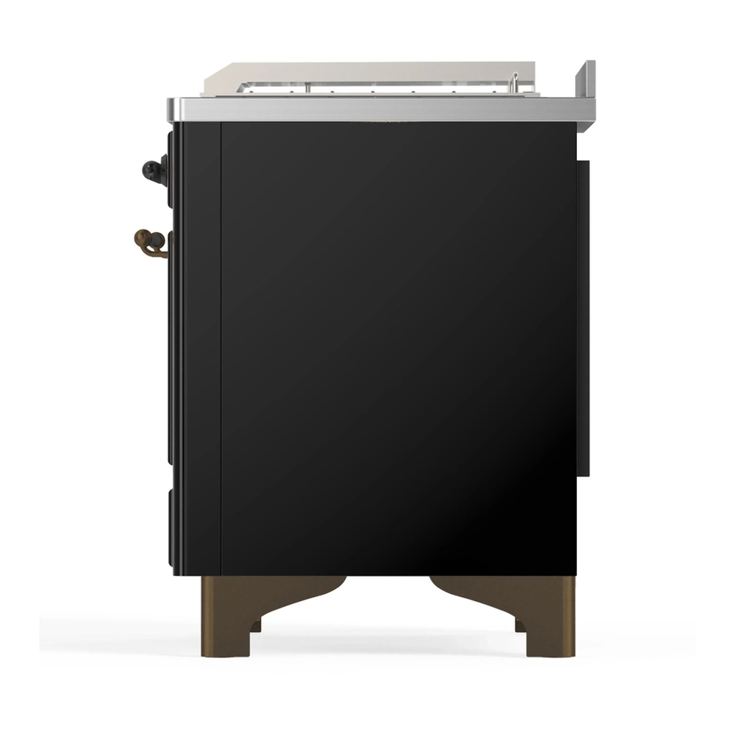 ILVE Majestic III 48-inch Dual Fuel Range with 5 Natural Gas Burner, Griddle, French Top and Solid Door Electric Oven in Glossy Black with Burnished Trim (UM48FSQNR3BKB) - Image 9