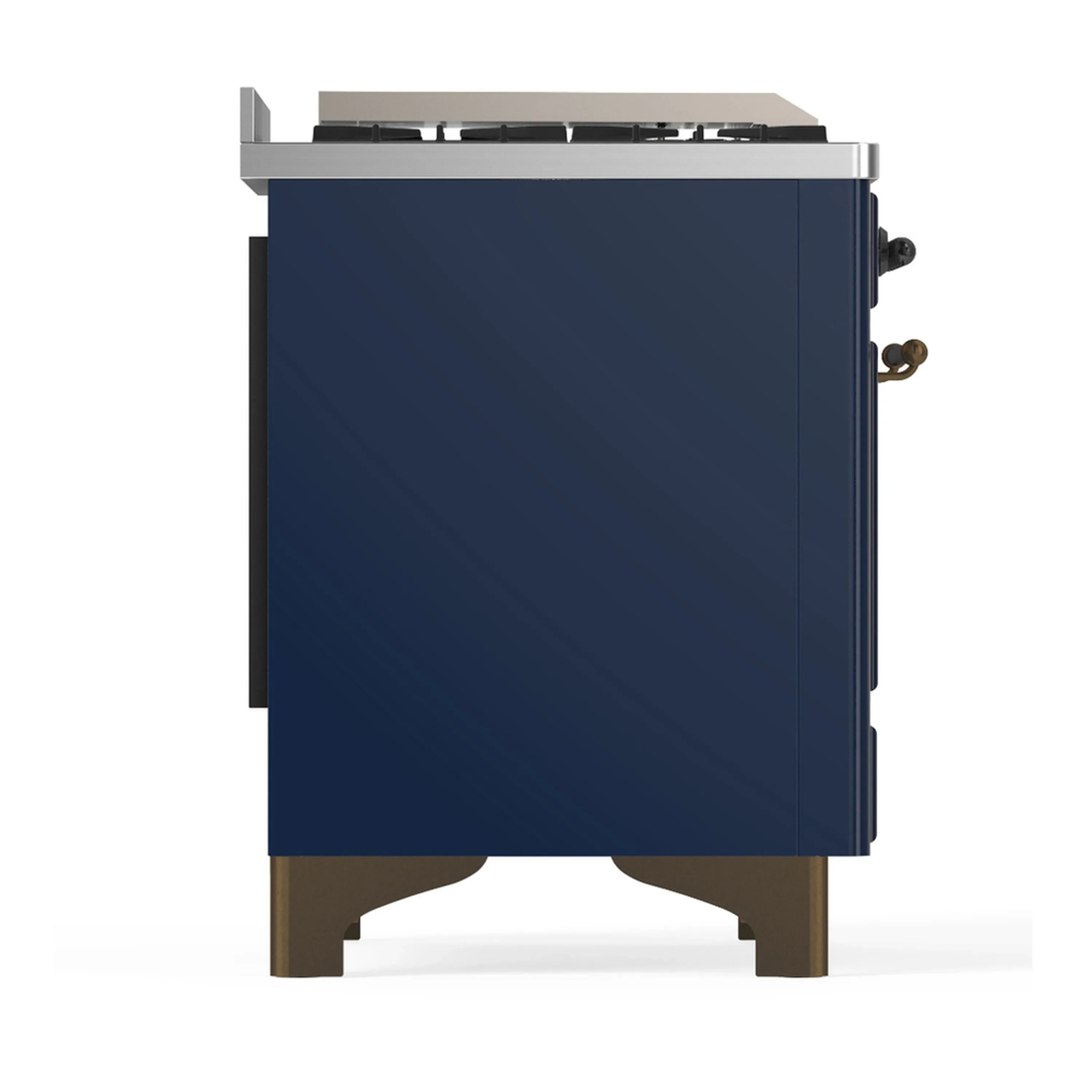 ILVE Majestic III 48-inch Dual Fuel Range with 5 Natural Gas Burner, Griddle and Triple Glass Door Electric Oven in Midnight Blue with Burnished Trim (UM48FNR3MBB) - Image 8