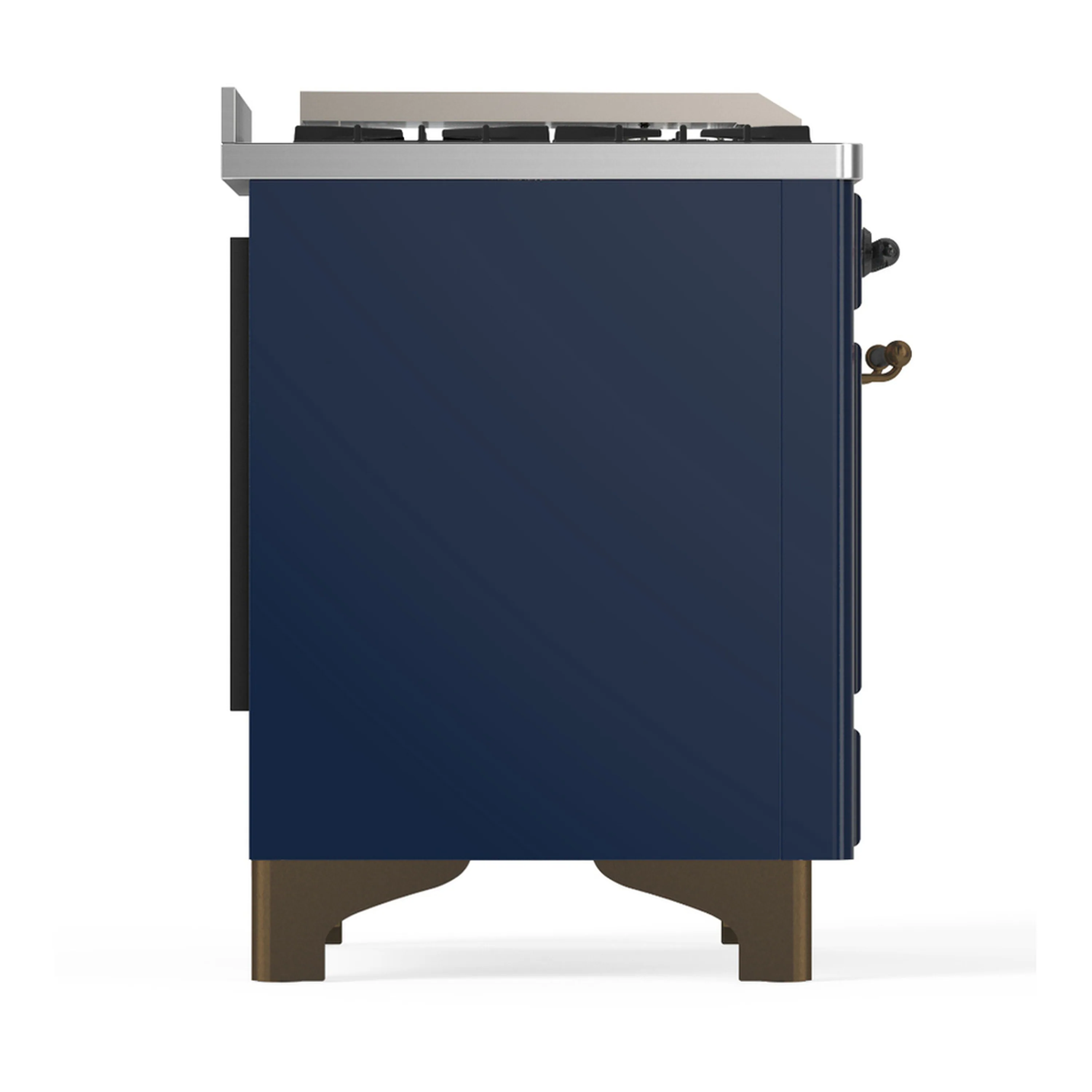 ILVE Majestic III 48-inch Dual Fuel Range with 5 Natural Gas Burner, Griddle and Solid Door Electric Oven in Midnight Blue with Burnished Trim (UM48FQNR3MBB) - Image 8