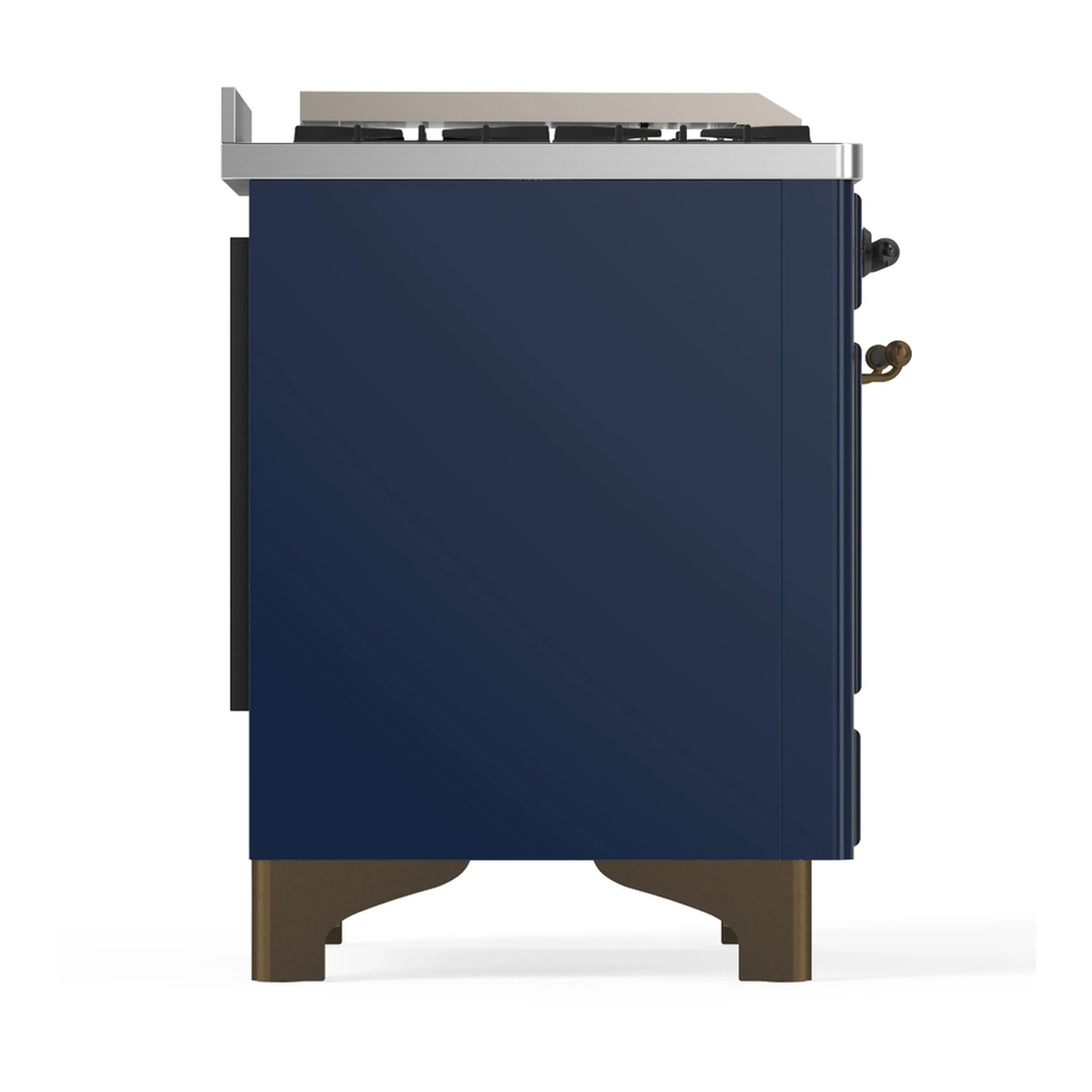 ILVE Majestic III 48-inch Dual Fuel Range with 5 Liquid Propane Burner, Griddle and Solid Door Electric Oven in Midnight Blue with Burnished Trim (UM48FQNR3MBBLP) - Image 8