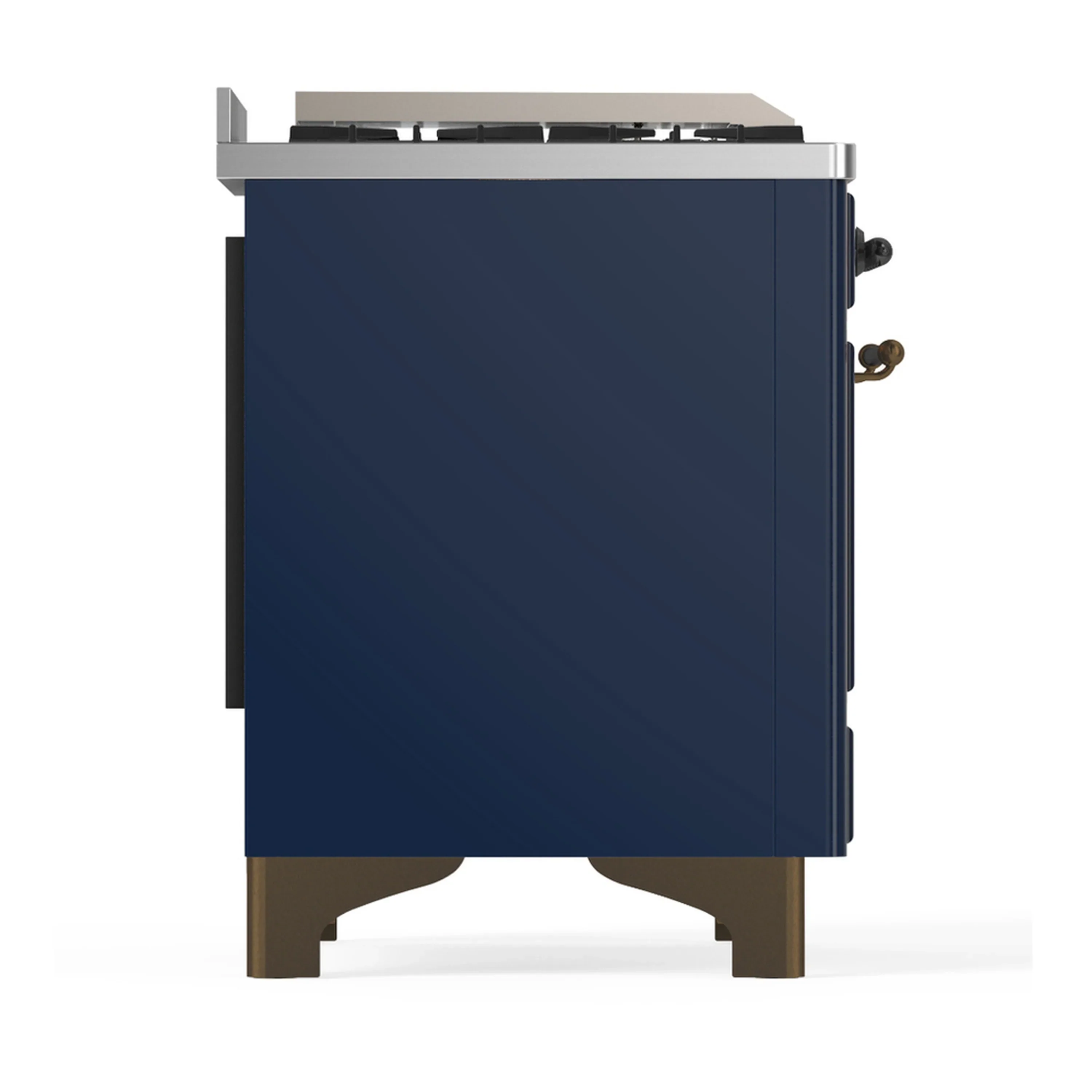 ILVE Majestic III 48-inch Dual Fuel Range with 5 Natural Gas Burner, Griddle, French Top and Triple Glass Door Electric Oven in Midnight Blue with Burnished Trim (UM48FSNR3MBB) - Image 8