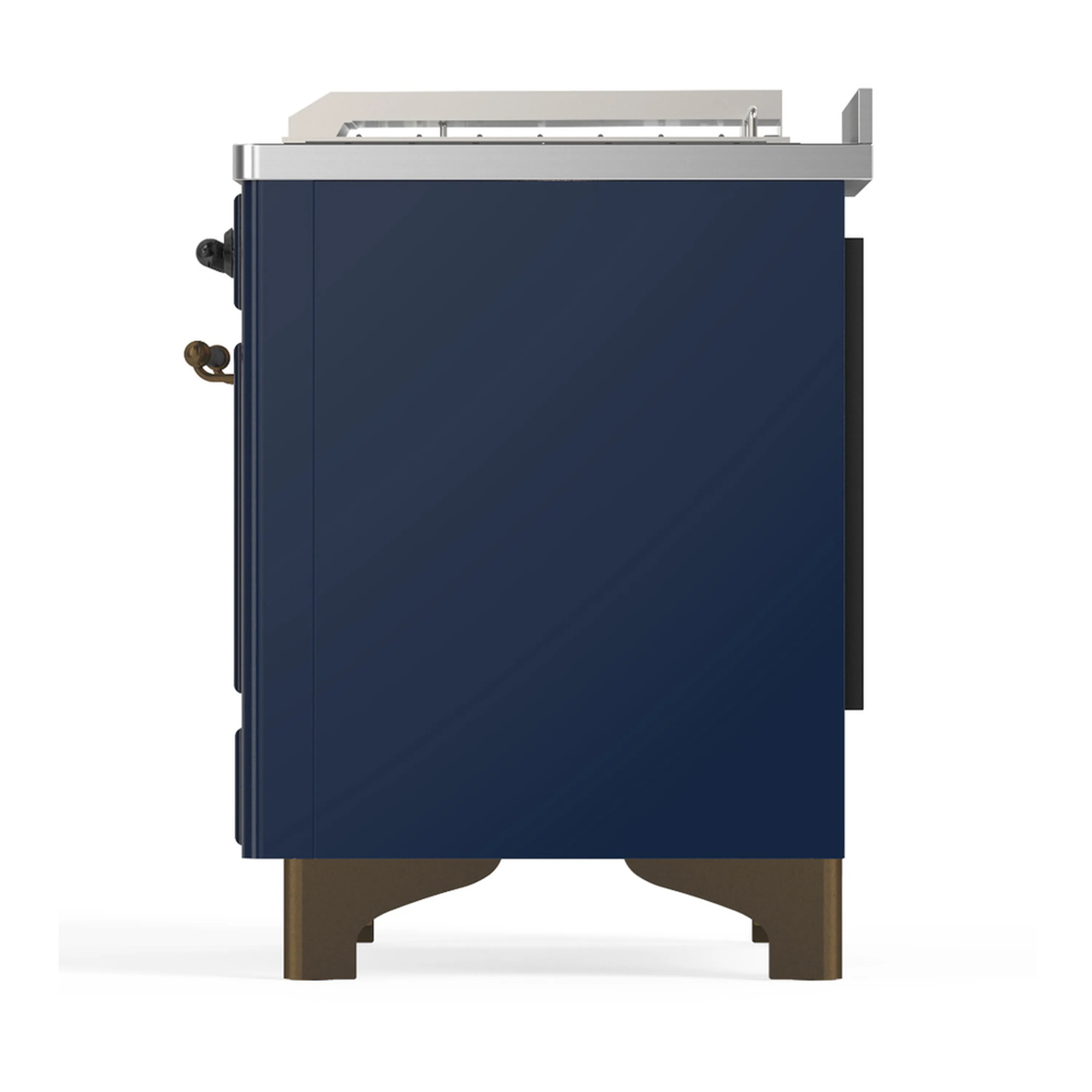 ILVE Majestic III 48-inch Dual Fuel Range with 5 Natural Gas Burner, Griddle, French Top and Solid Door Electric Oven in Midnight Blue with Burnished Trim (UM48FSQNR3MBB) - Image 9