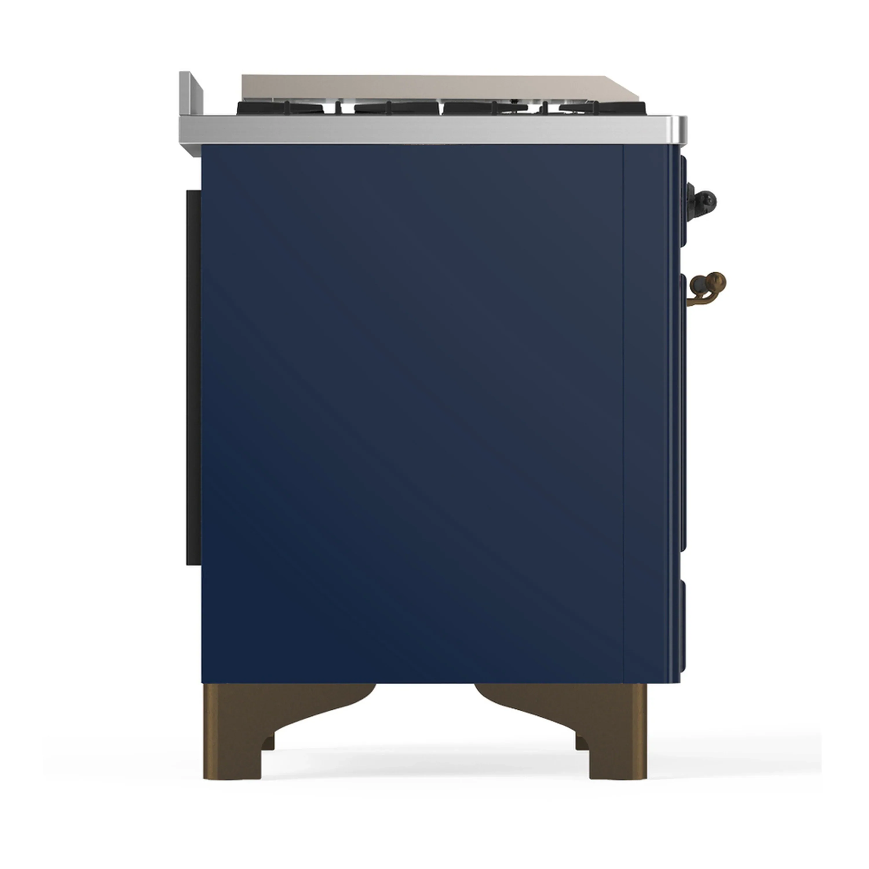 ILVE Majestic III 48-inch Dual Fuel Range with 5 Liquid Propane Burner, Griddle, French Top and Solid Door Electric Oven in Midnight Blue with Burnished Trim (UM48FSQNR3MBBLP) - Image 8