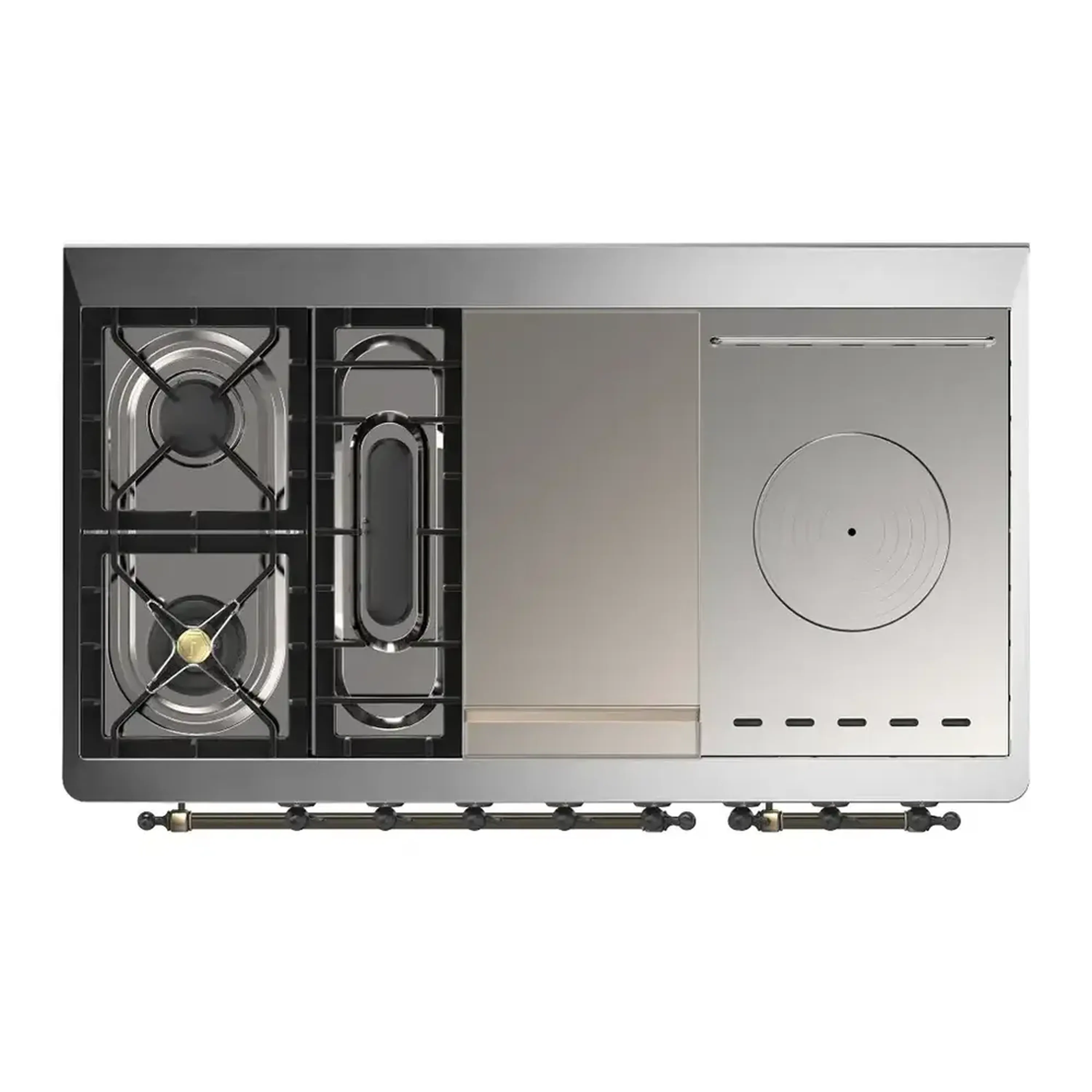 ILVE Majestic III 48-inch Dual Fuel Range with 5 Natural Gas Burner, Griddle, French Top and Triple Glass Door Electric Oven in RAL with Burnished Trim (UM48FSNR3RAB) - Image 2