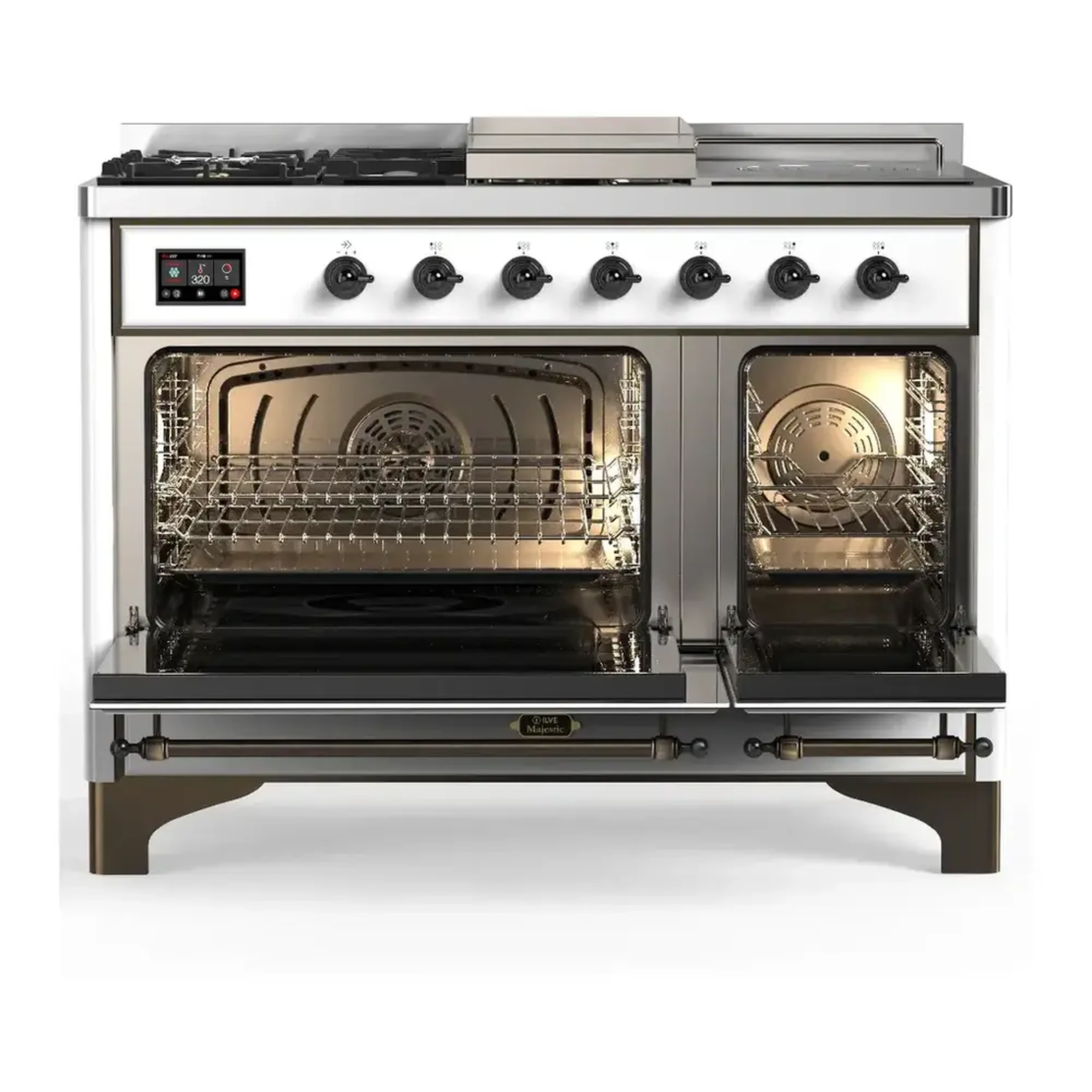 ILVE Majestic III 48-inch Dual Fuel Range with 5 Natural Gas Burner, Griddle, French Top and Solid Door Electric Oven in RAL with Burnished Trim (UM48FSQNR3RAB) - Image 3
