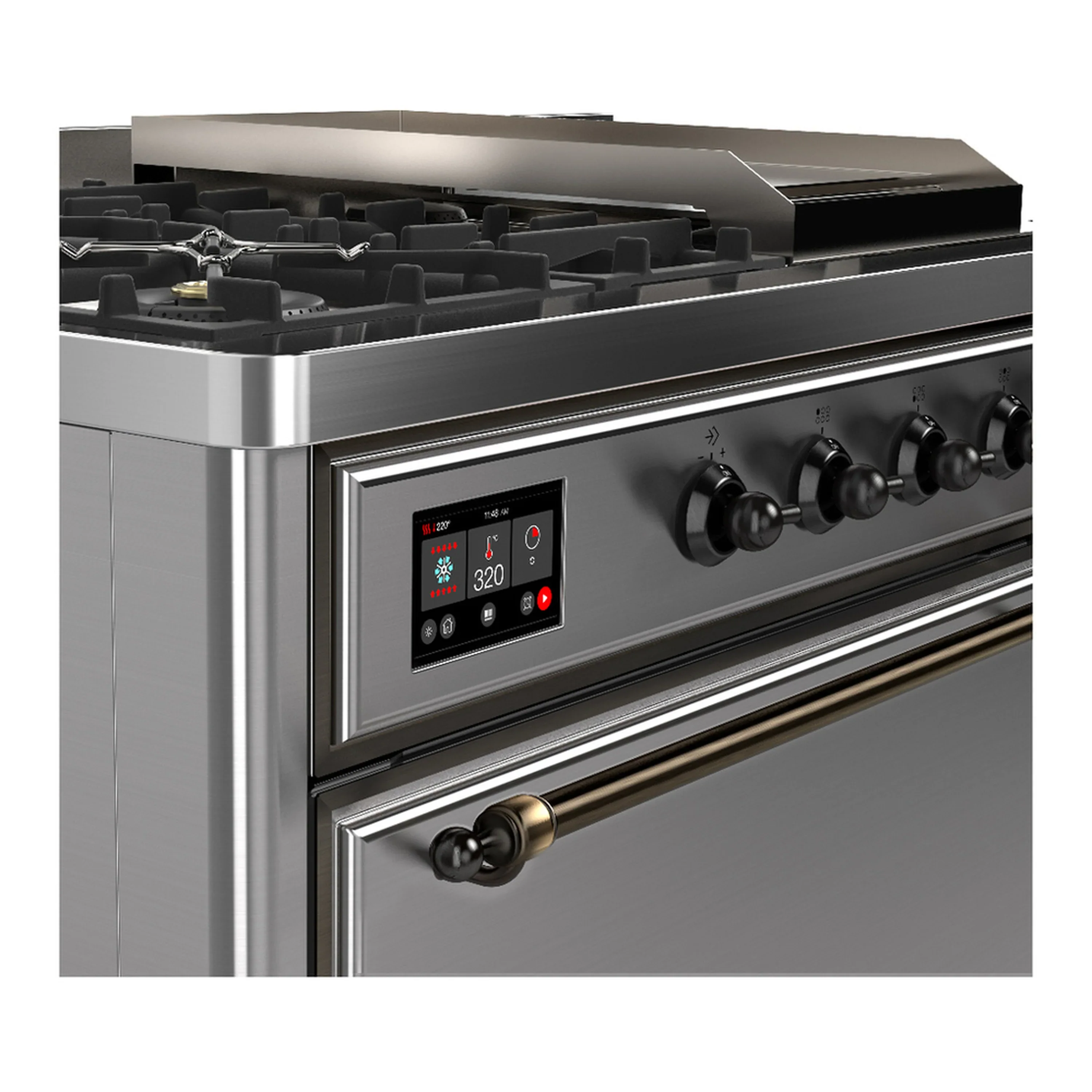 ILVE Majestic III 48-inch Dual Fuel Range with 5 Liquid Propane Burner, Griddle, French Top and Solid Door Electric Oven in Stainless Steel with Burnished Trim (UM48FSQNR3SSBLP) - Image 7