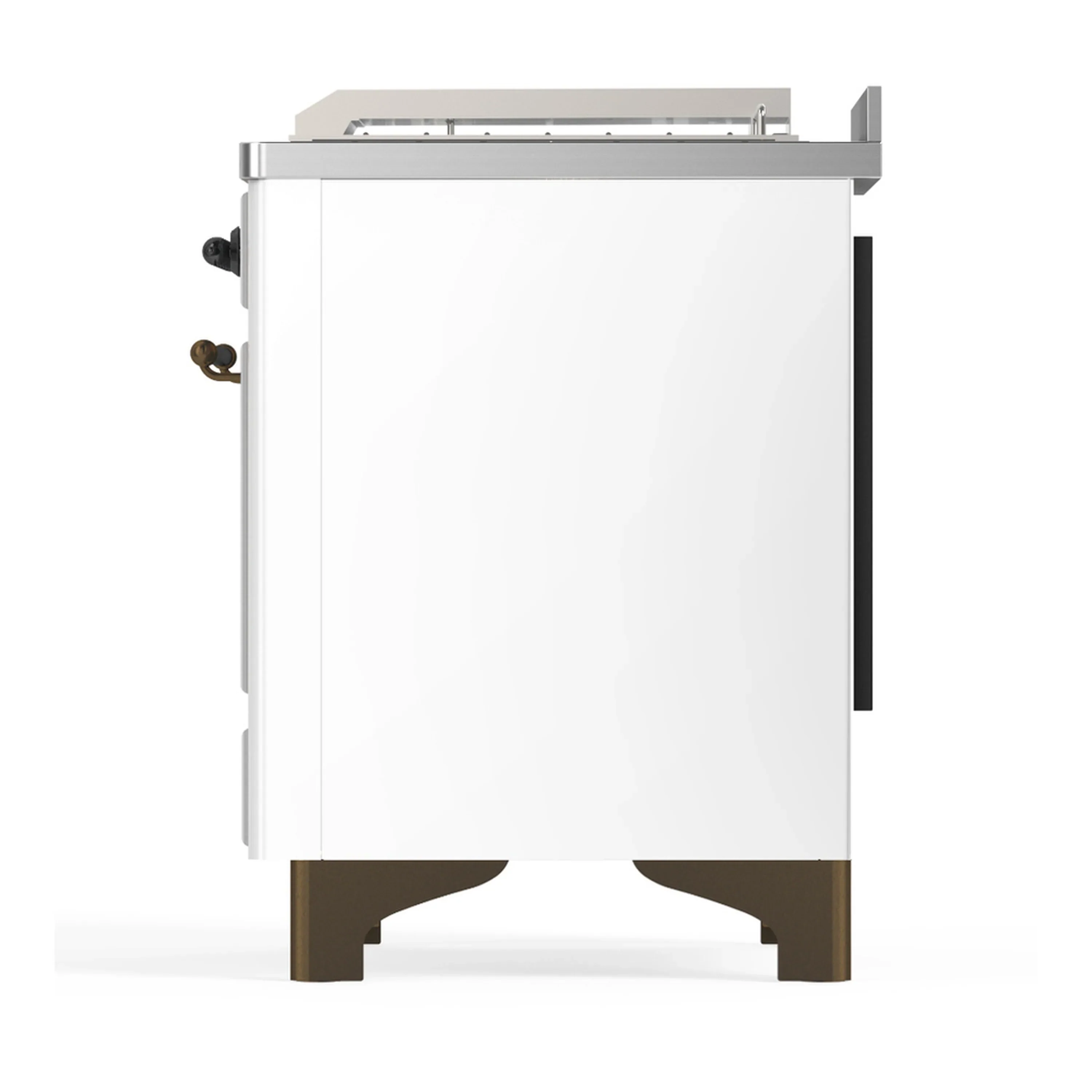 ILVE Majestic III 48-inch Dual Fuel Range with 5 Natural Gas Burner, Griddle, French Top and Solid Door Electric Oven in White with Burnished Trim (UM48FSQNR3WHB) - Image 9