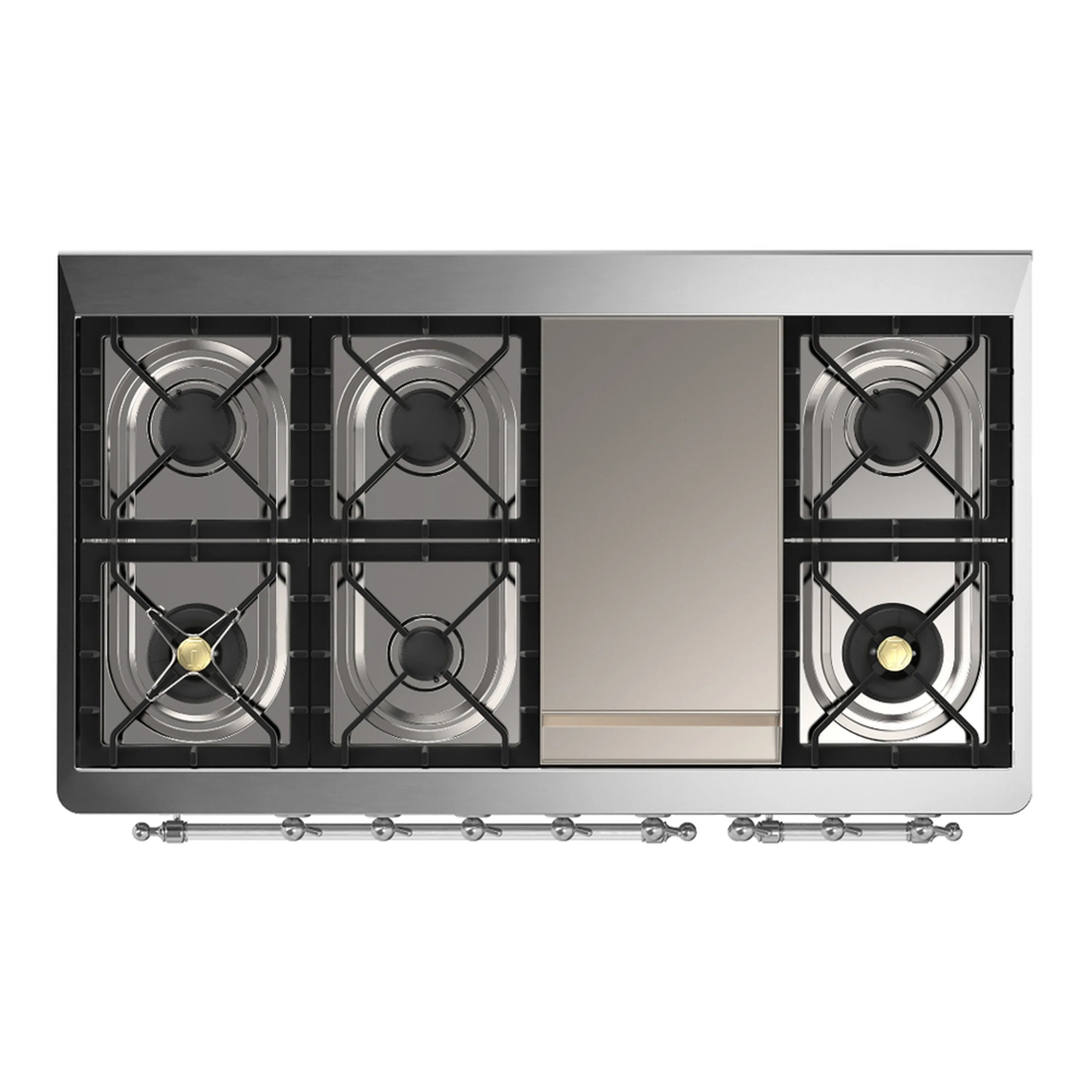 ILVE Majestic III 48-inch Dual Fuel Range with 5 Natural Gas Burner, Griddle and Triple Glass Door Electric Oven in Blue Grey with Chrome Trim (UM48FNR3BGC) - Image 2