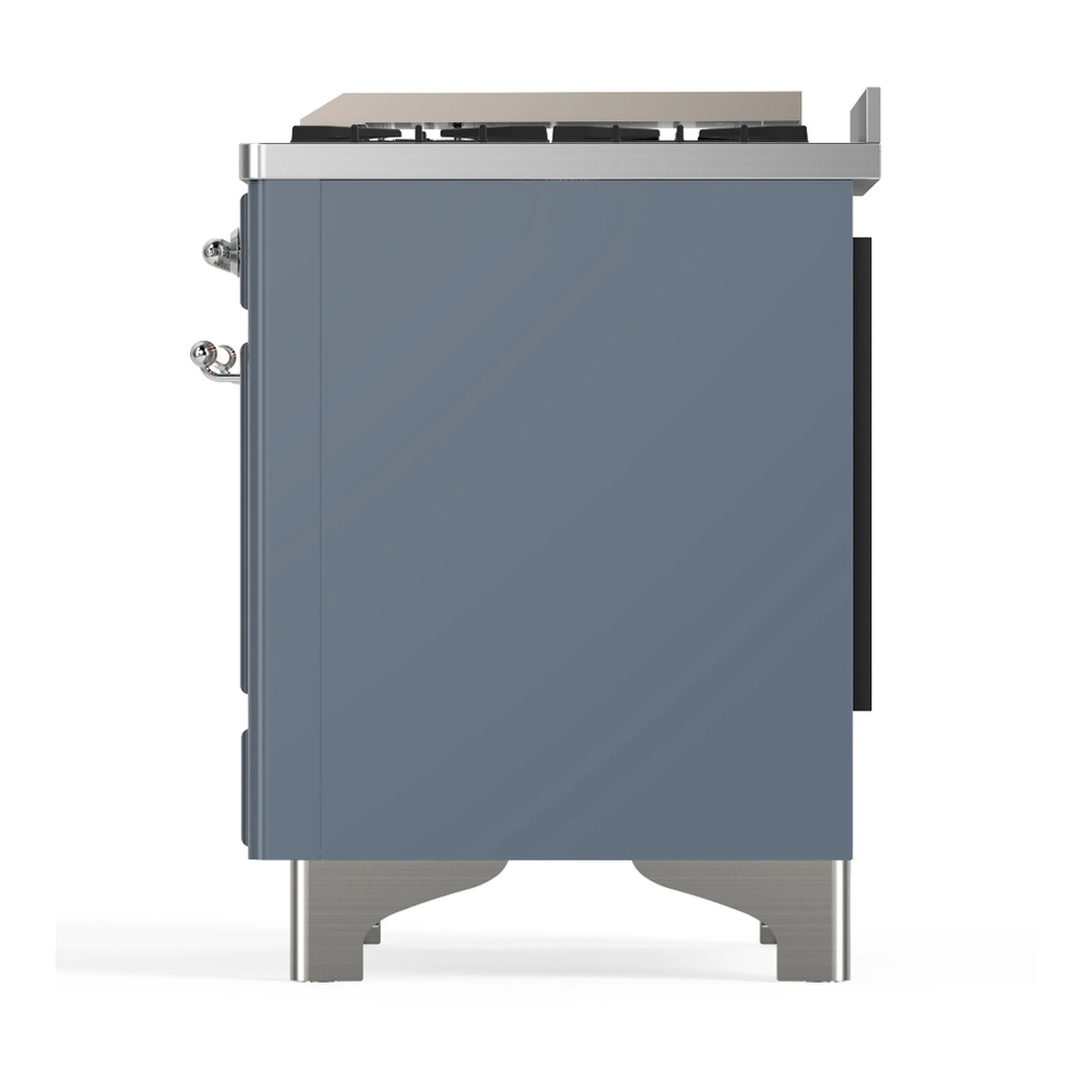 ILVE Majestic III 48-inch Dual Fuel Range with 5 Natural Gas Burner, Griddle and Triple Glass Door Electric Oven in Blue Grey with Chrome Trim (UM48FNR3BGC) - Image 9