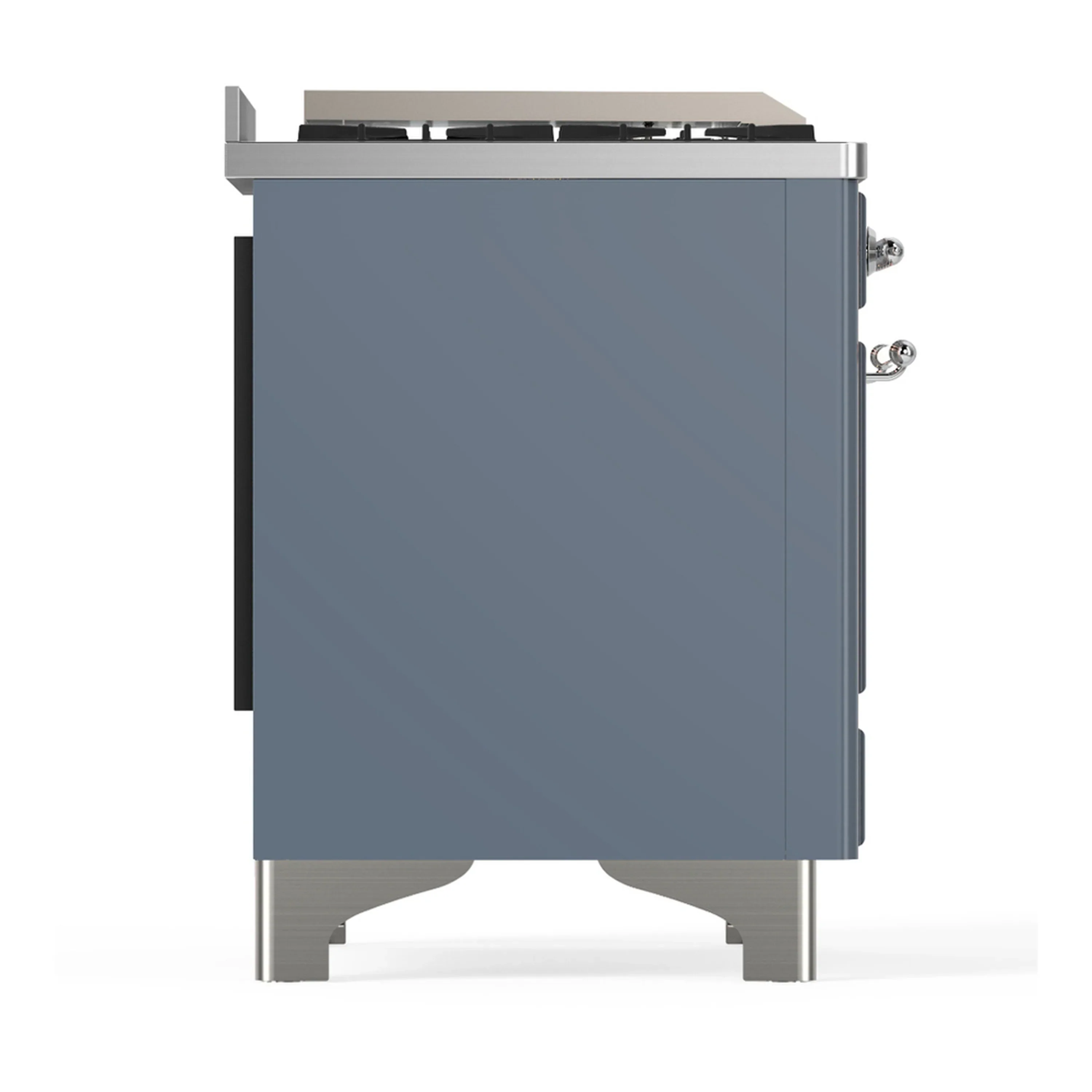 ILVE Majestic III 48-inch Dual Fuel Range with 5 Natural Gas Burner, Griddle, French Top and Triple Glass Door Electric Oven in Blue Grey with Chrome Trim (UM48FSNR3BGC) - Image 8