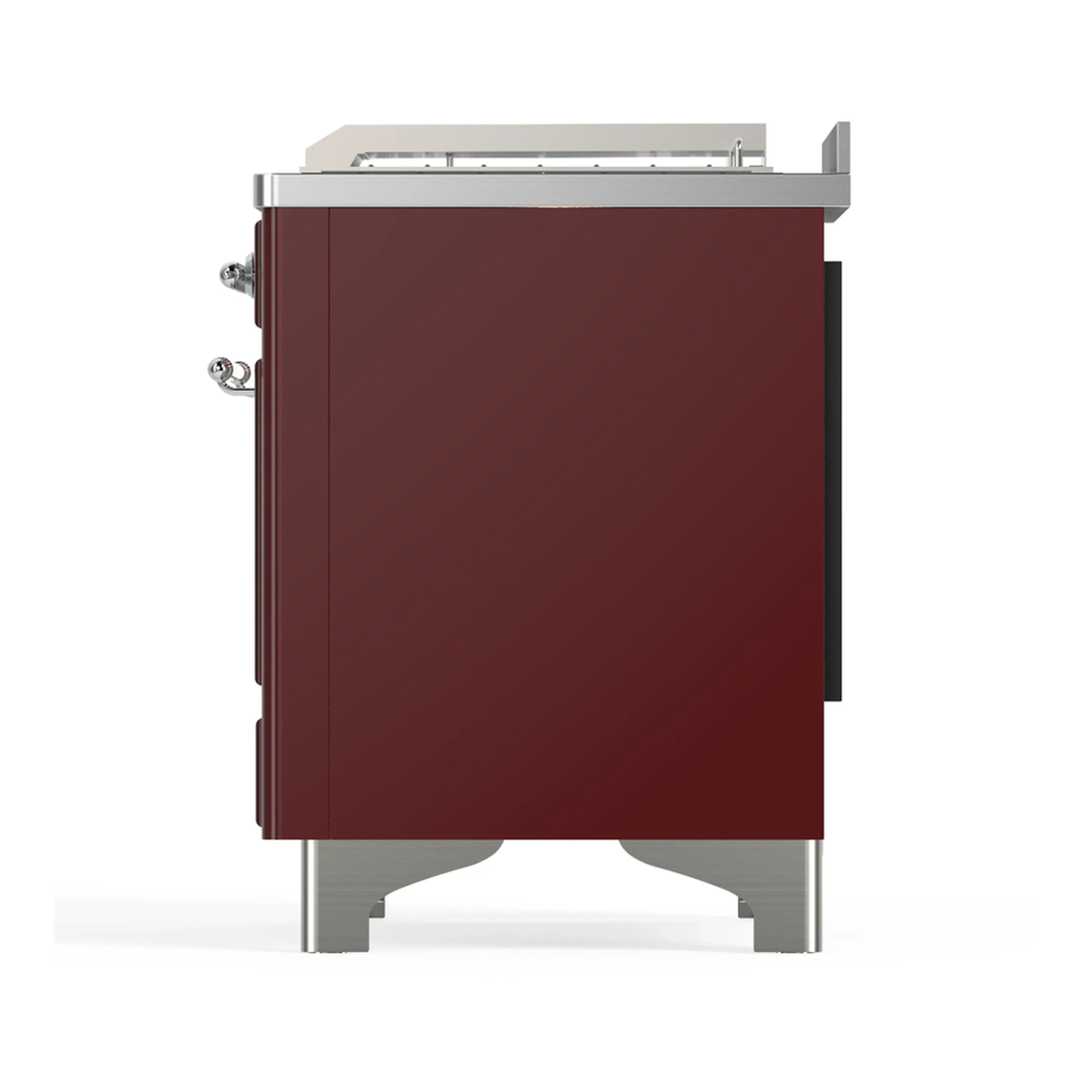ILVE Majestic III 48-inch Dual Fuel Range with 5 Liquid Propane Burner, Griddle, French Top and Triple Glass Door Electric Oven in Burgundy with Chrome Trim (UM48FSNR3BUCLP) - Image 8
