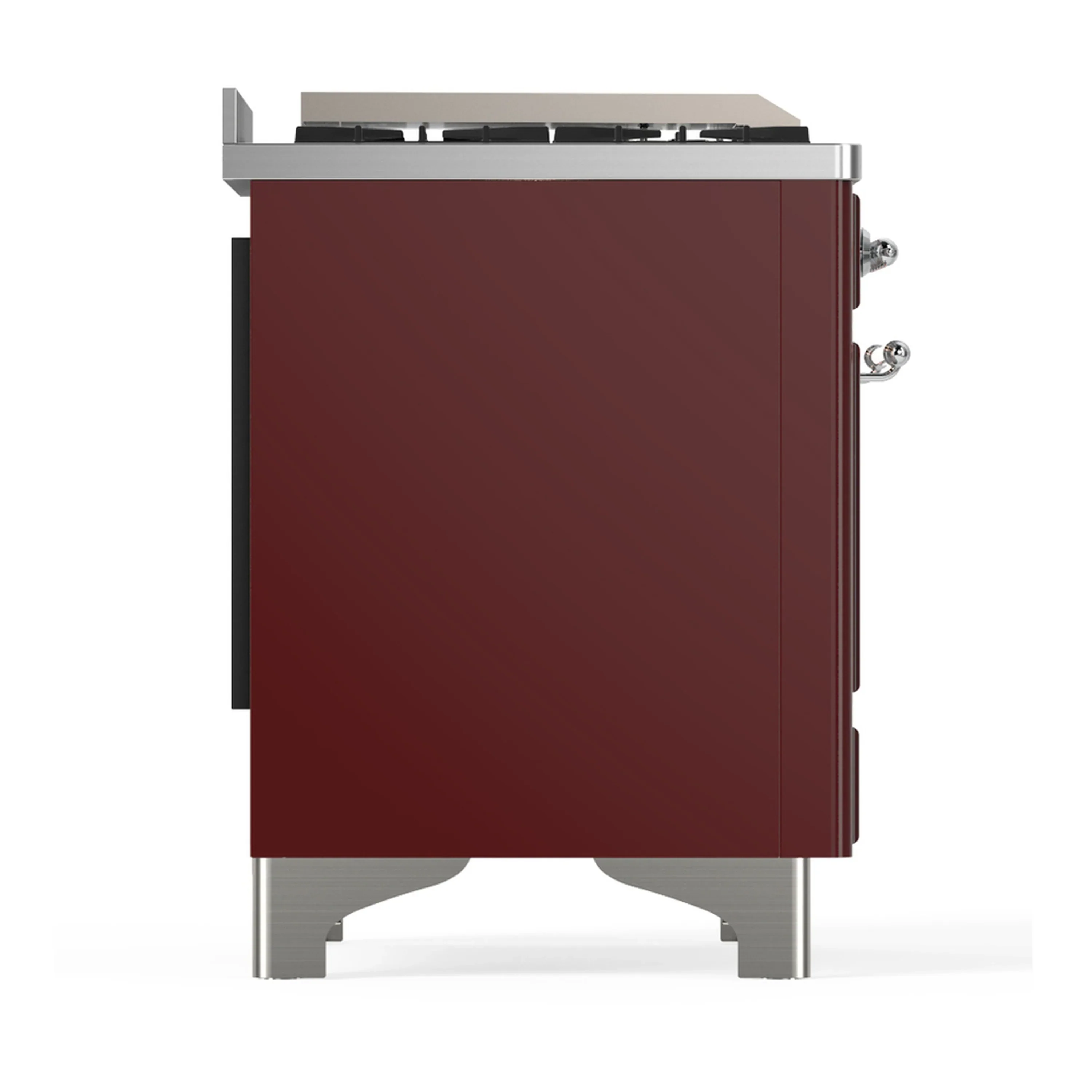 ILVE Majestic III 48-inch Dual Fuel Range with 5 Liquid Propane Burner, Griddle, French Top and Solid Door Electric Oven in Burgundy with Chrome Trim (UM48FSQNR3BUCLP) - Image 8
