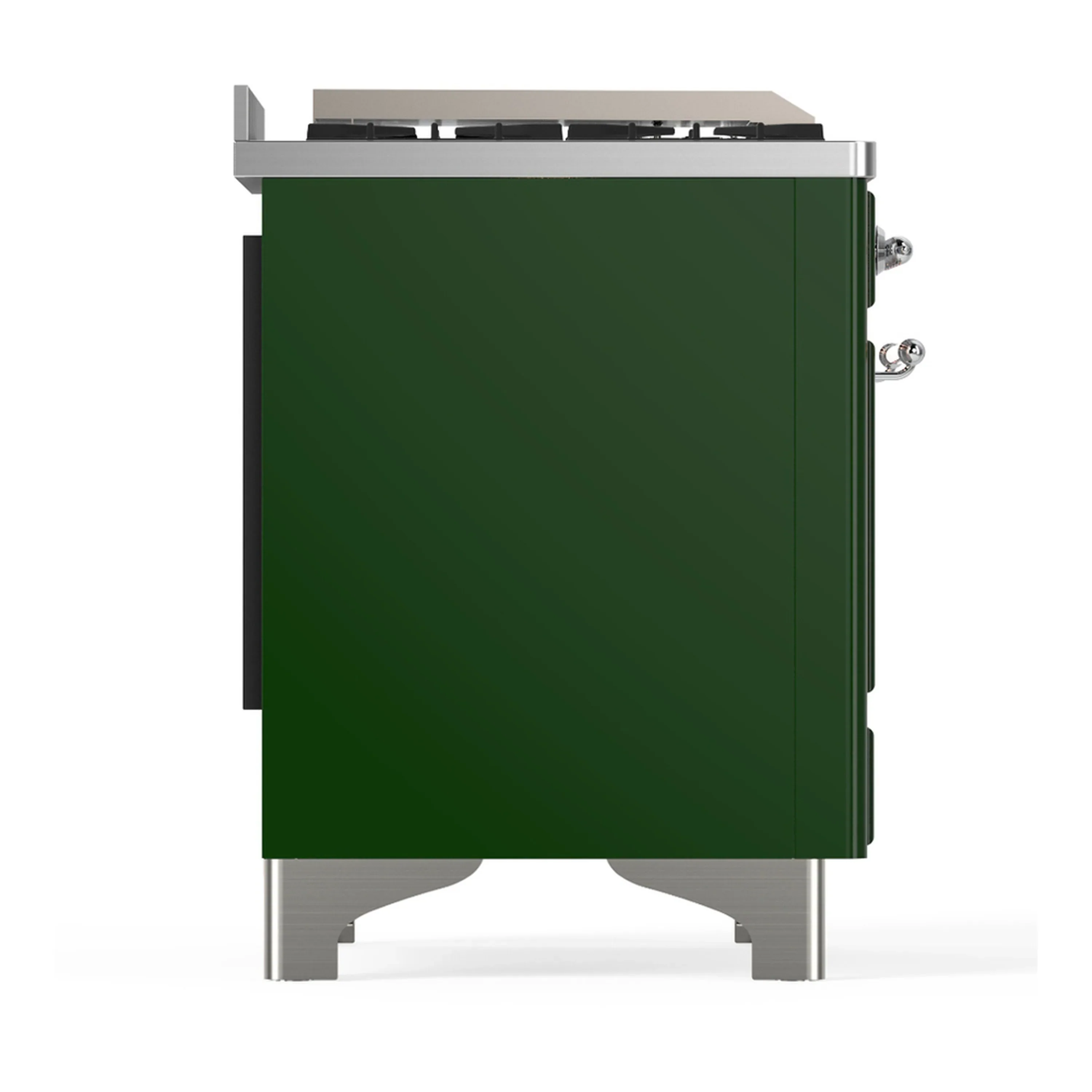 ILVE Majestic III 48-inch Dual Fuel Range with 5 Natural Gas Burner, Griddle, French Top and Triple Glass Door Electric Oven in Emerald Green with Chrome Trim (UM48FSNR3EGC) - Image 8