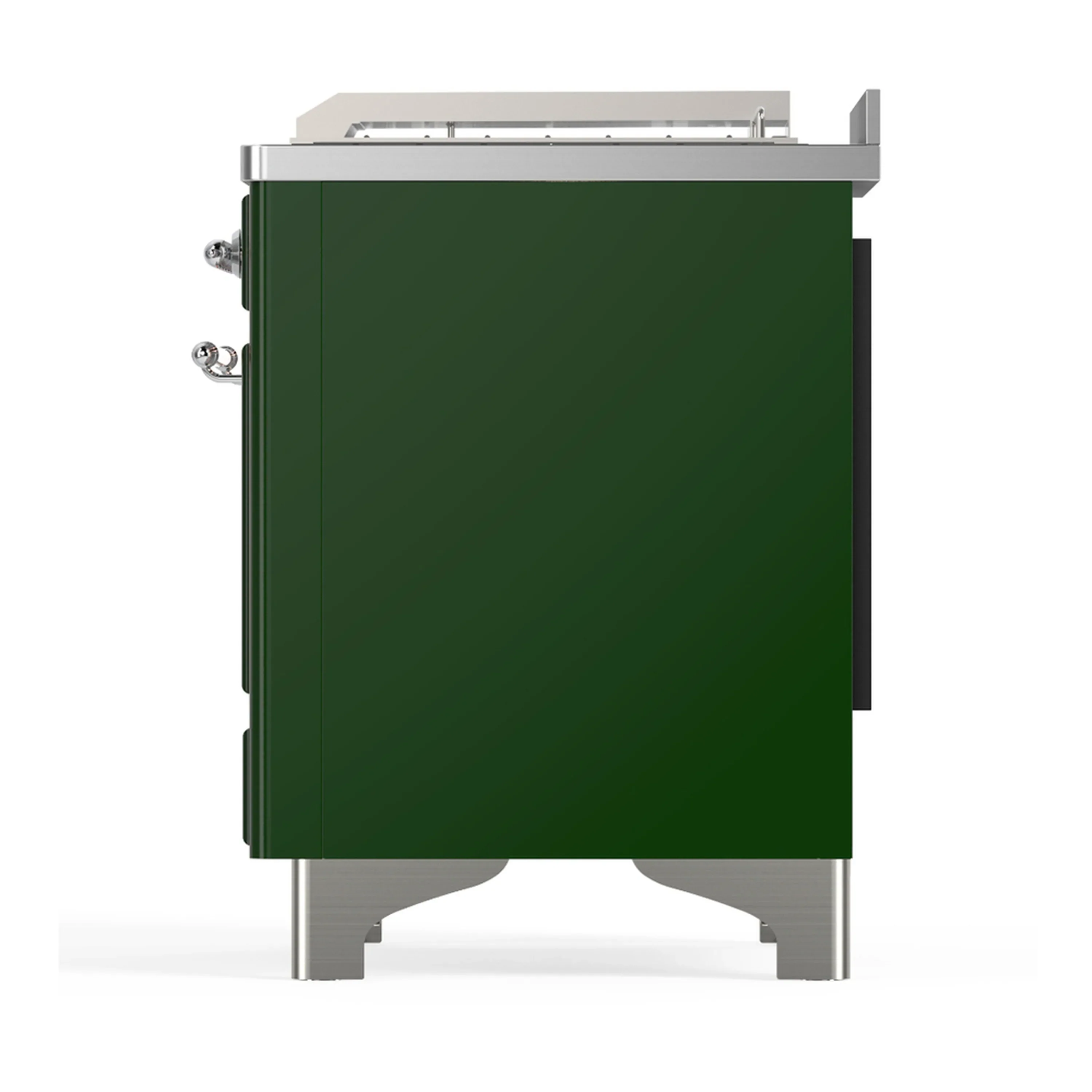 ILVE Majestic III 48-inch Dual Fuel Range with 5 Natural Gas Burner, Griddle, French Top and Triple Glass Door Electric Oven in Emerald Green with Chrome Trim (UM48FSNR3EGC) - Image 9