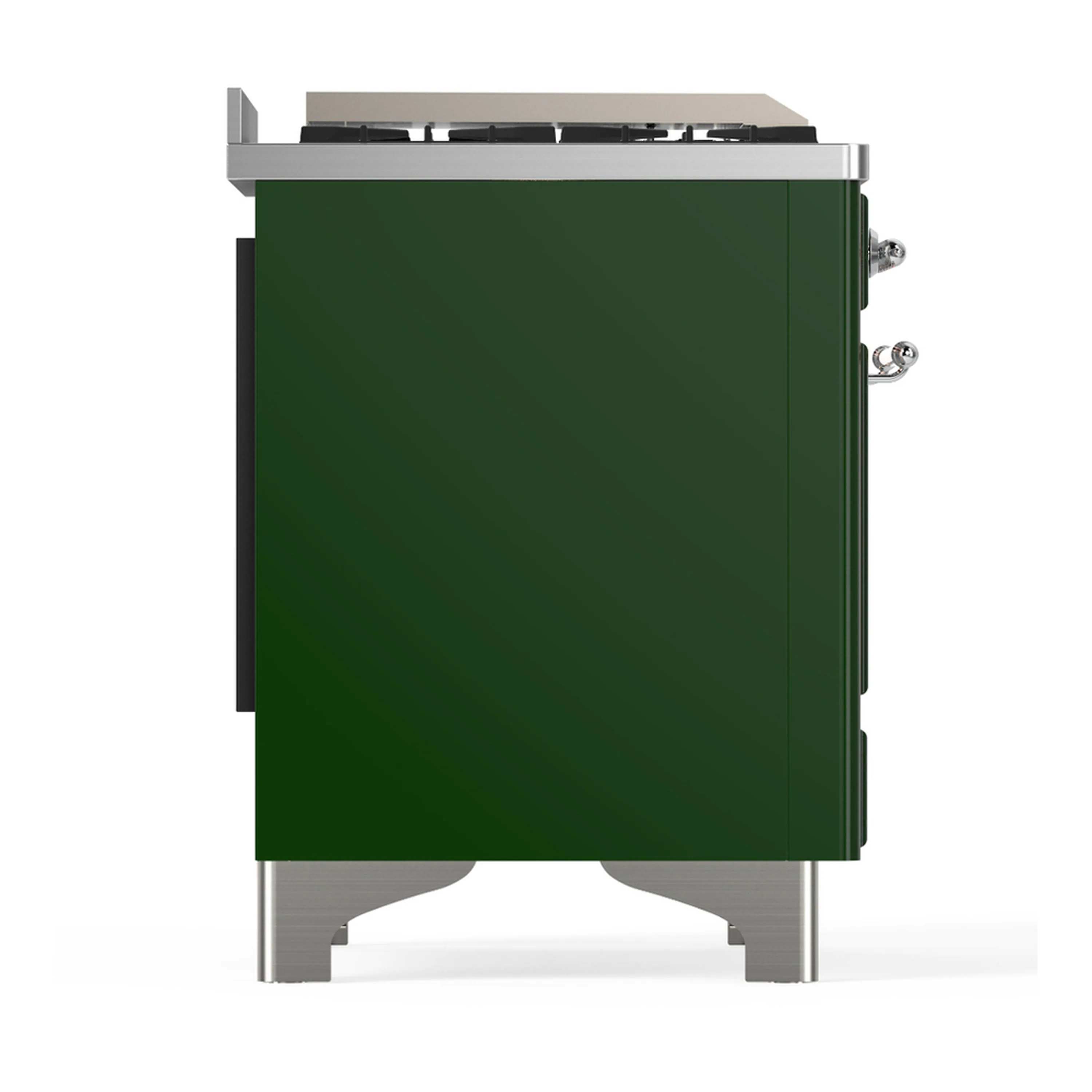 ILVE Majestic III 48-inch Dual Fuel Range with 5 Natural Gas Burner, Griddle, French Top and Solid Door Electric Oven in Emerald Green with Chrome Trim (UM48FSQNR3EGC) - Image 8
