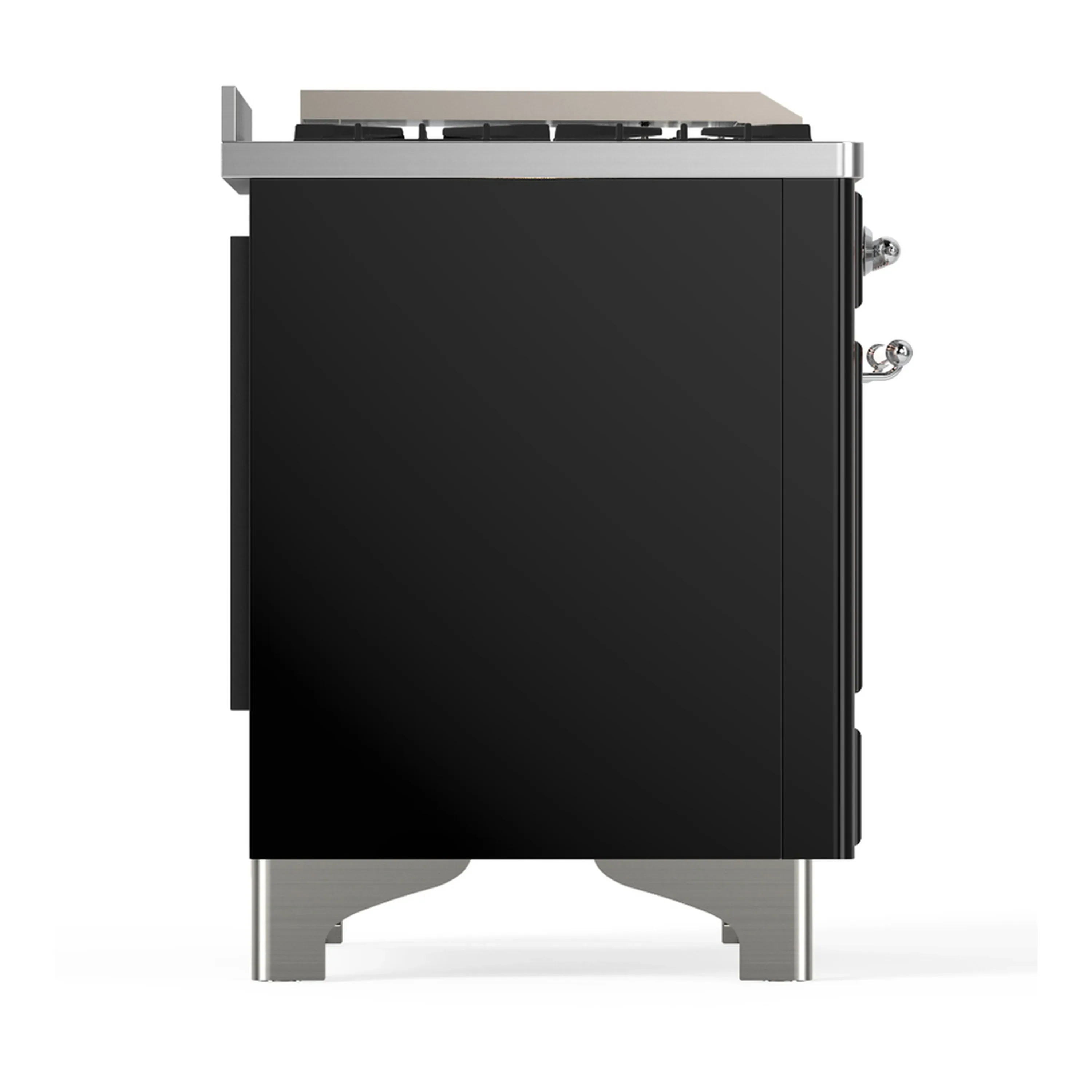 ILVE Majestic III 48-inch Dual Fuel Range with 5 Natural Gas Burner, Griddle and Solid Door Electric Oven in Glossy Black with Chrome Trim (UM48FQNR3BKC) - Image 8