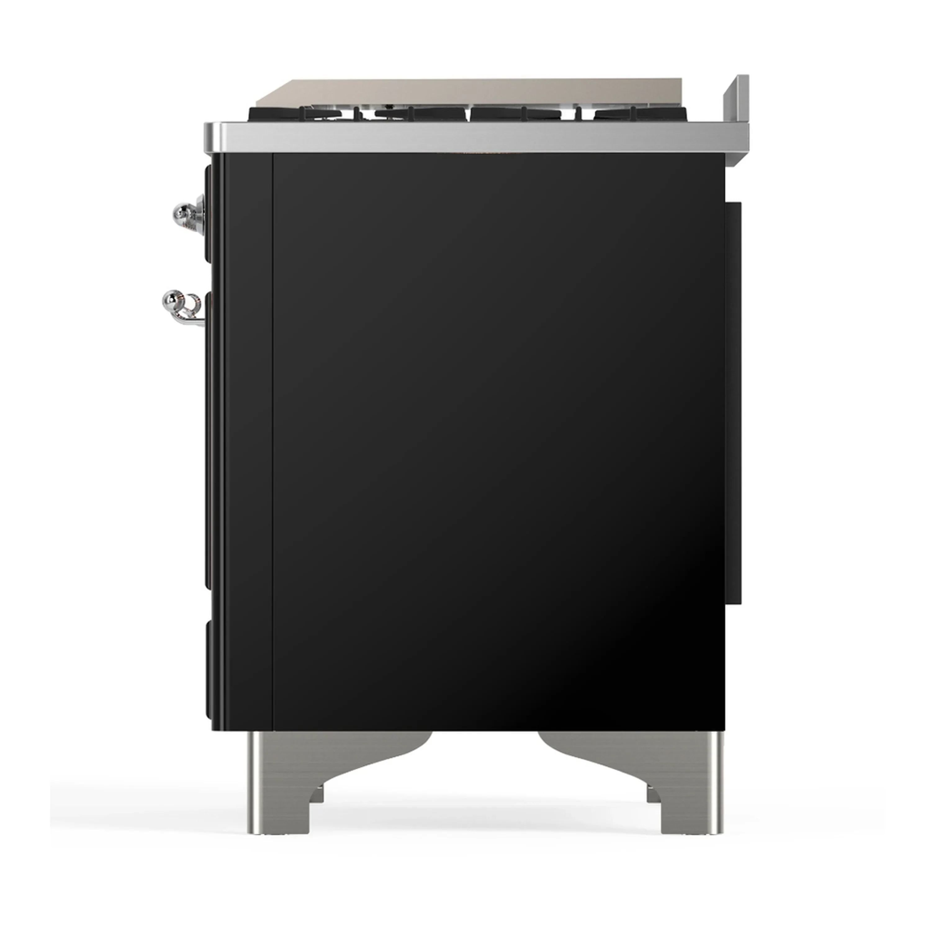 ILVE Majestic III 48-inch Dual Fuel Range with 5 Natural Gas Burner, Griddle and Solid Door Electric Oven in Glossy Black with Chrome Trim (UM48FQNR3BKC) - Image 9
