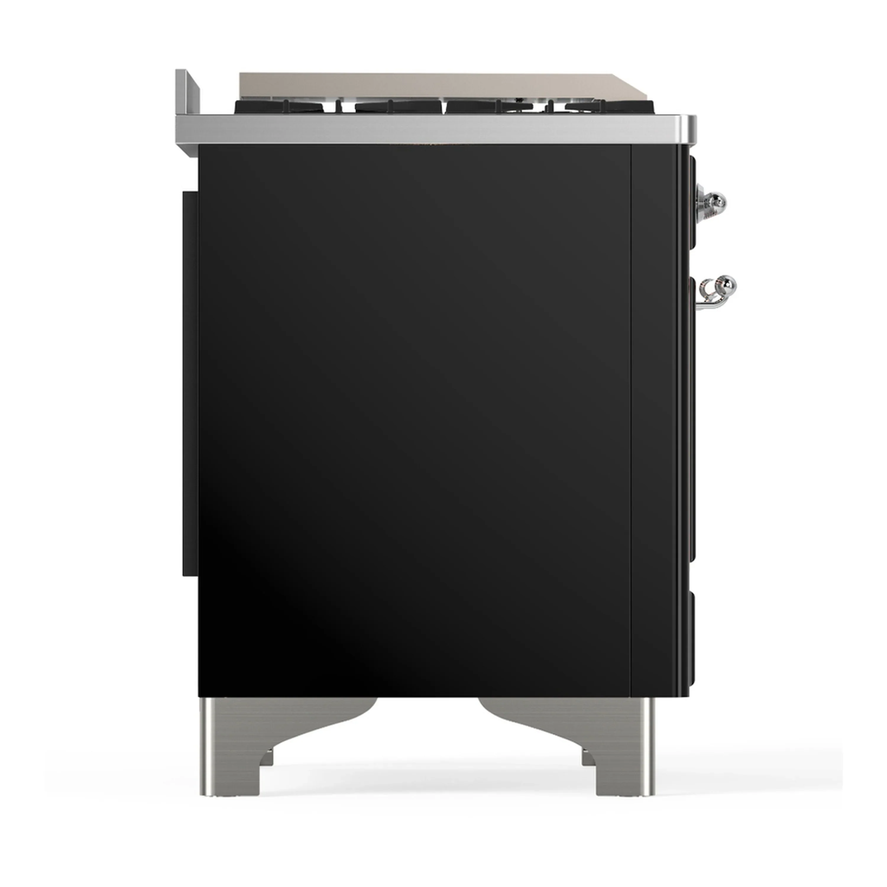 ILVE Majestic III 48-inch Dual Fuel Range with 5 Liquid Propane Burner, Griddle, French Top and Triple Glass Door Electric Oven in Glossy Black with Chrome Trim (UM48FSNR3BKCLP) - Image 8