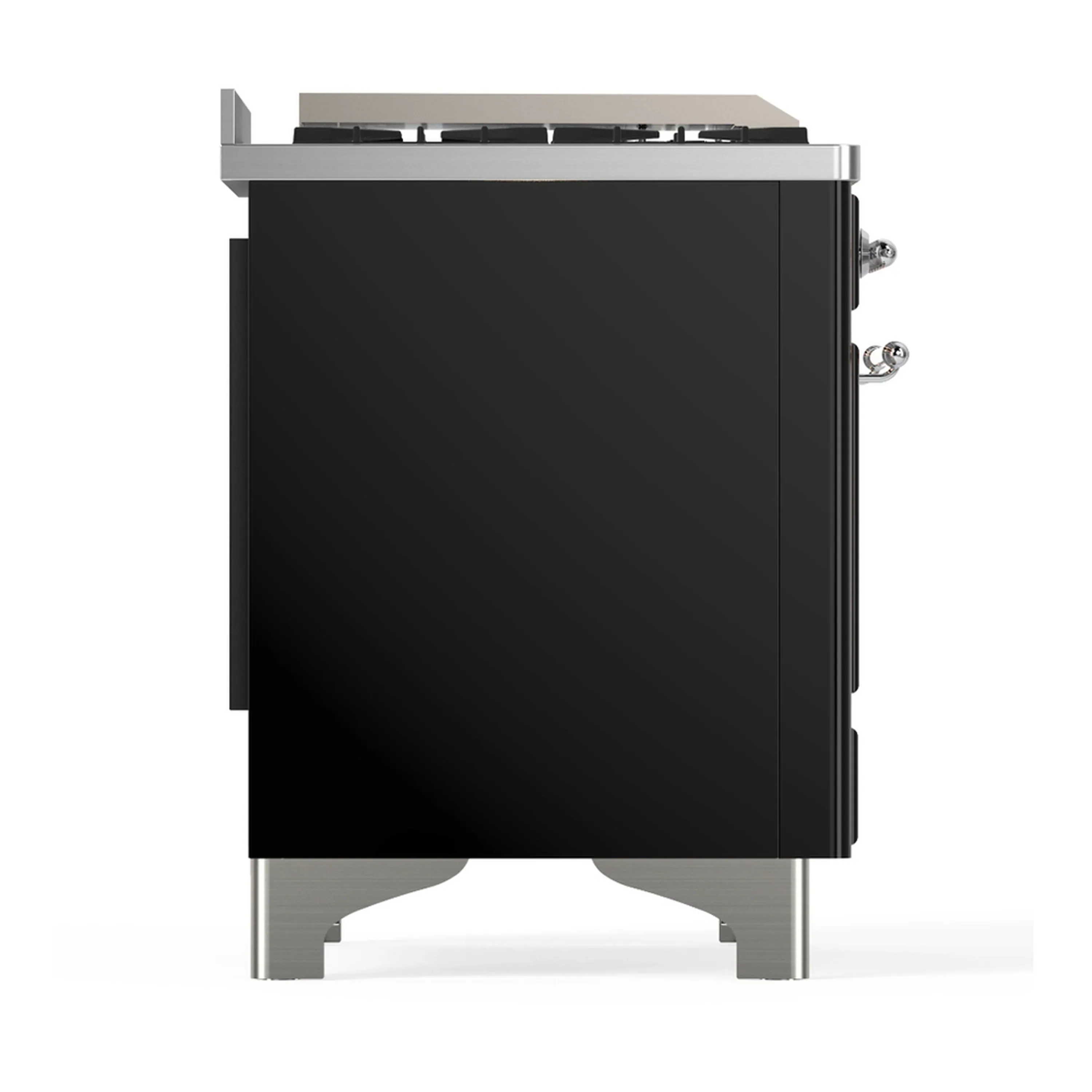 ILVE Majestic III 48-inch Dual Fuel Range with 5 Liquid Propane Burner, Griddle, French Top and Solid Door Electric Oven in Glossy Black with Chrome Trim (UM48FSQNR3BKCLP) - Image 8