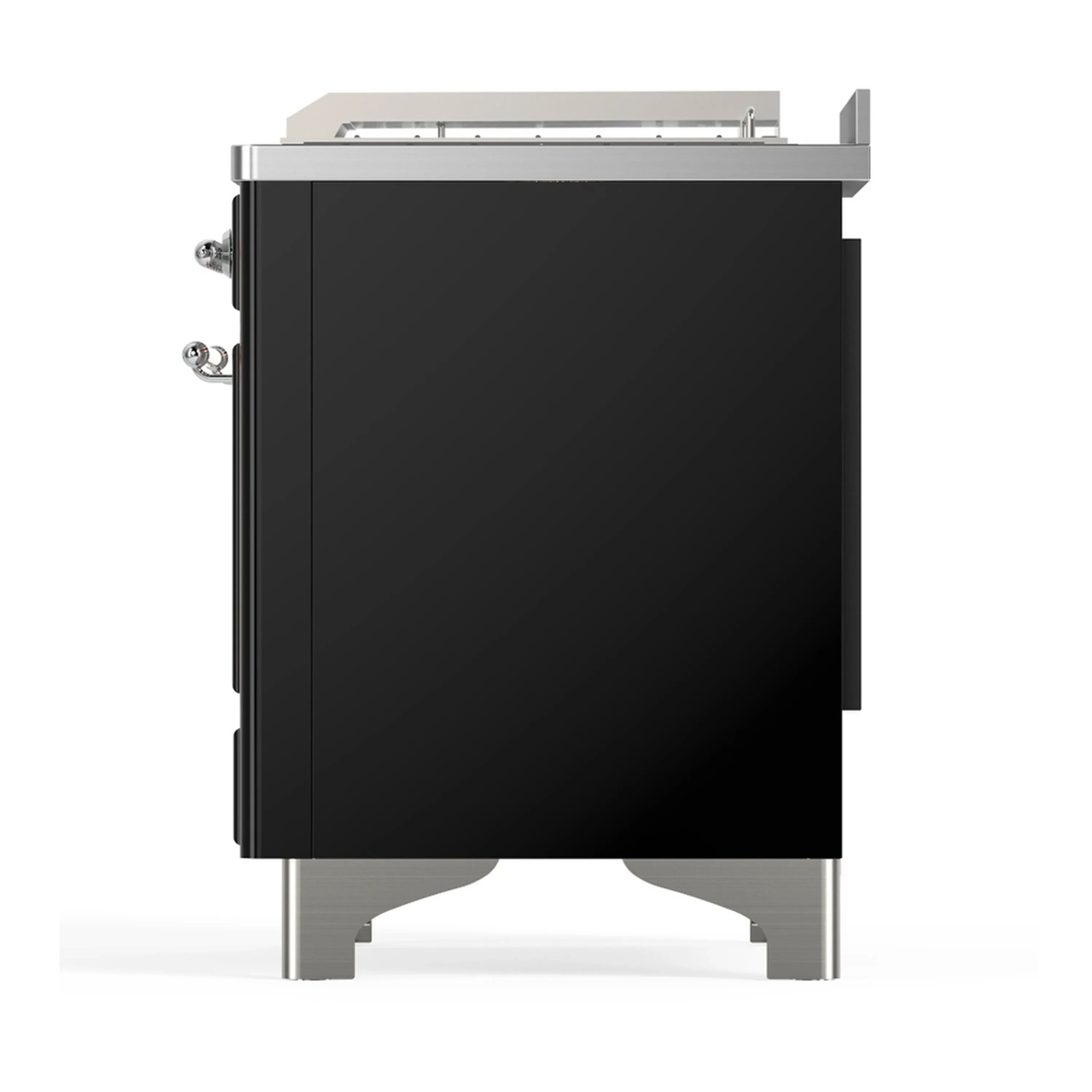 ILVE Majestic III 48-inch Dual Fuel Range with 5 Liquid Propane Burner, Griddle, French Top and Solid Door Electric Oven in Glossy Black with Chrome Trim (UM48FSQNR3BKCLP) - Image 9