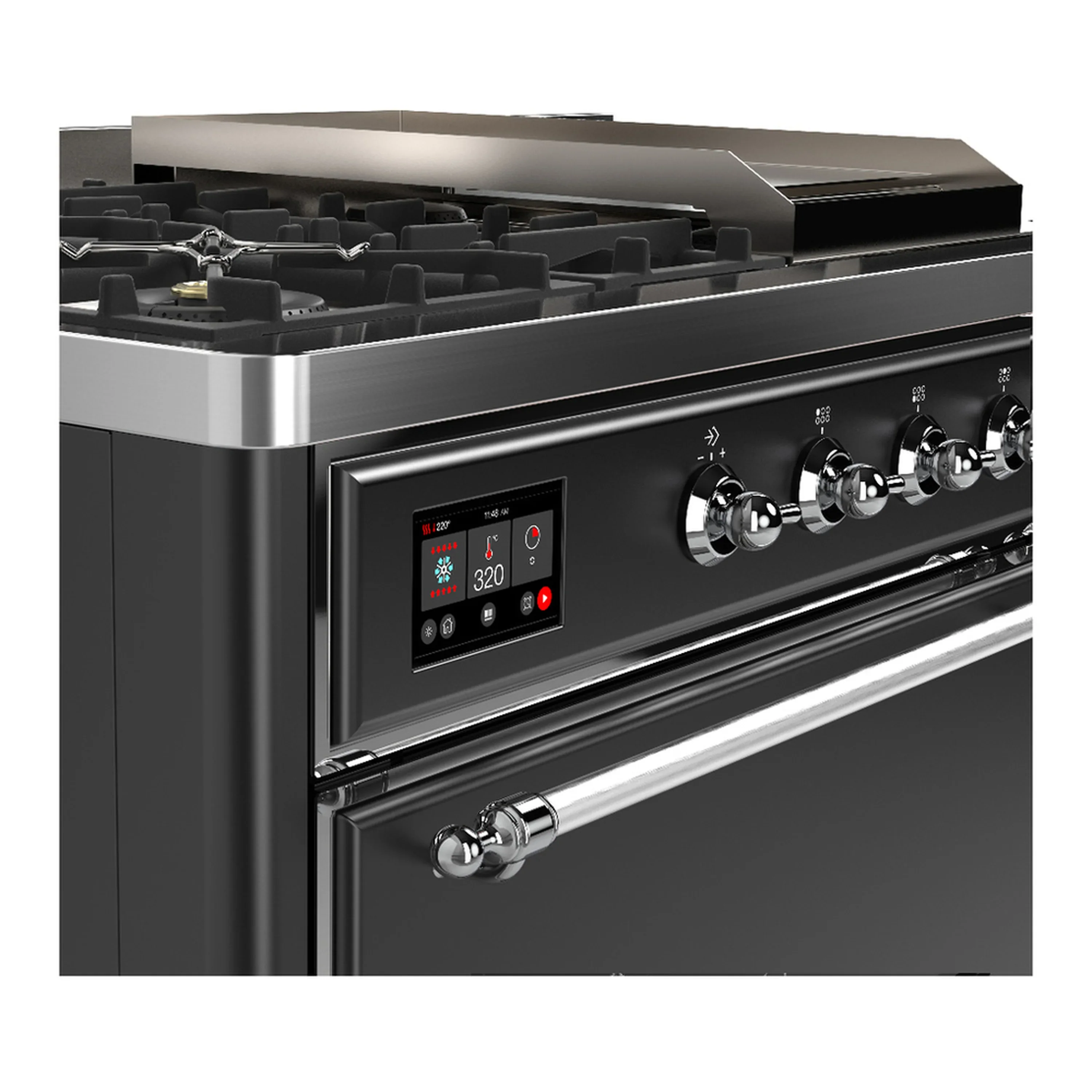 ILVE Majestic III 48-inch Dual Fuel Range with 5 Liquid Propane Burner, Griddle, French Top and Solid Door Electric Oven in Graphite Matte with Chrome Trim (UM48FSQNR3MGCLP) - Image 7