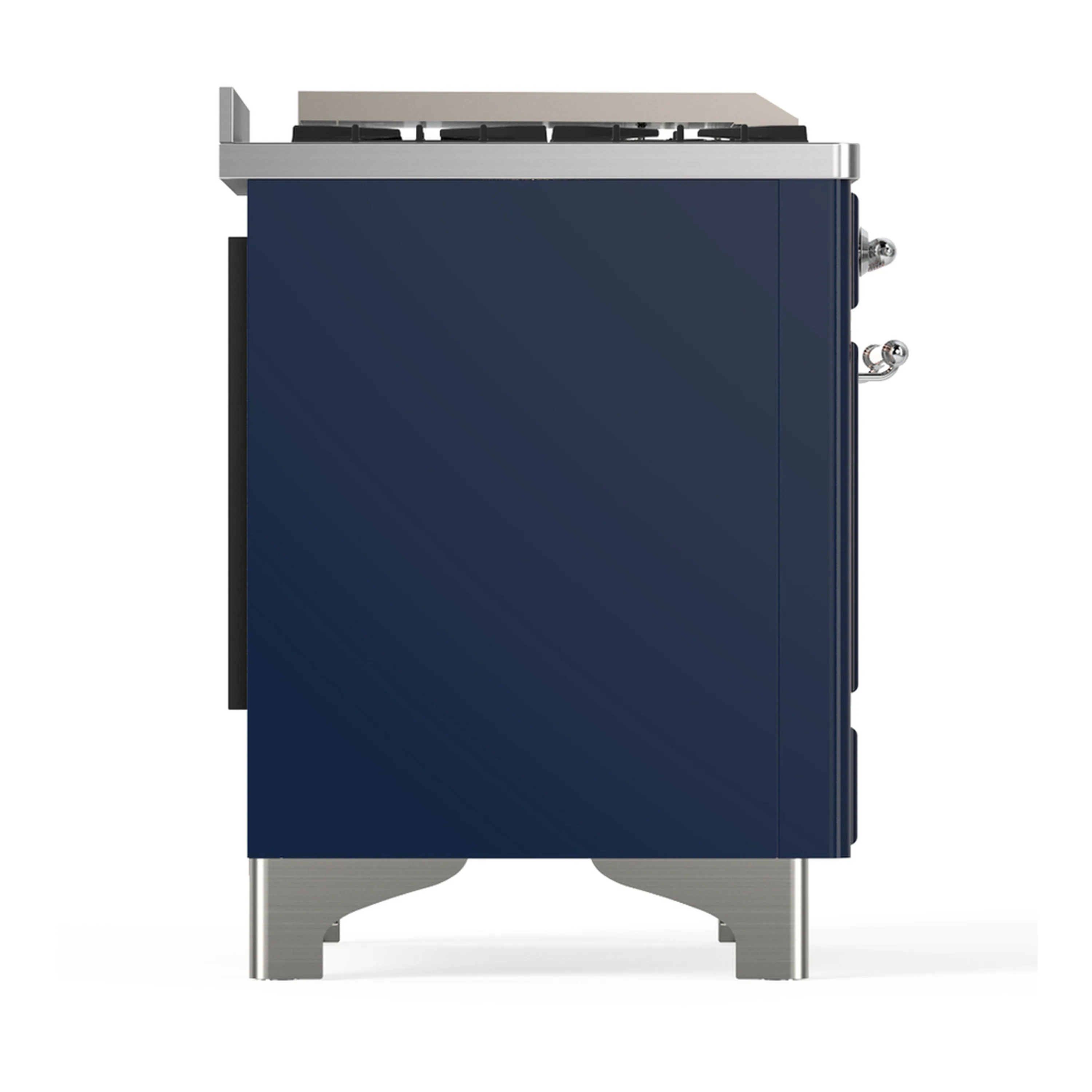 ILVE Majestic III 48-inch Dual Fuel Range with 5 Natural Gas Burner, Griddle, French Top and Triple Glass Door Electric Oven in Midnight Blue with Chrome Trim (UM48FSNR3MBC) - Image 8