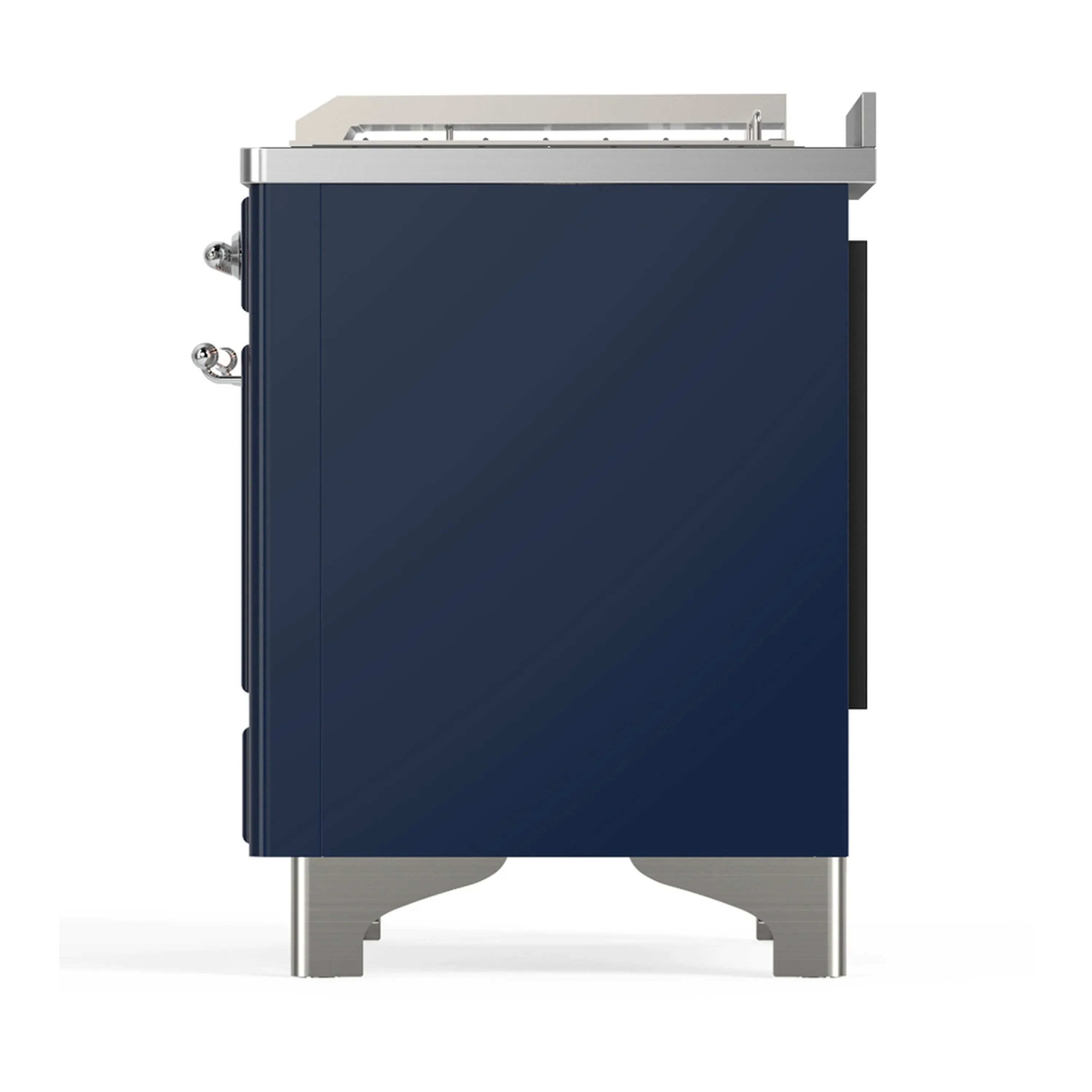 ILVE Majestic III 48-inch Dual Fuel Range with 5 Natural Gas Burner, Griddle, French Top and Triple Glass Door Electric Oven in Midnight Blue with Chrome Trim (UM48FSNR3MBC) - Image 9