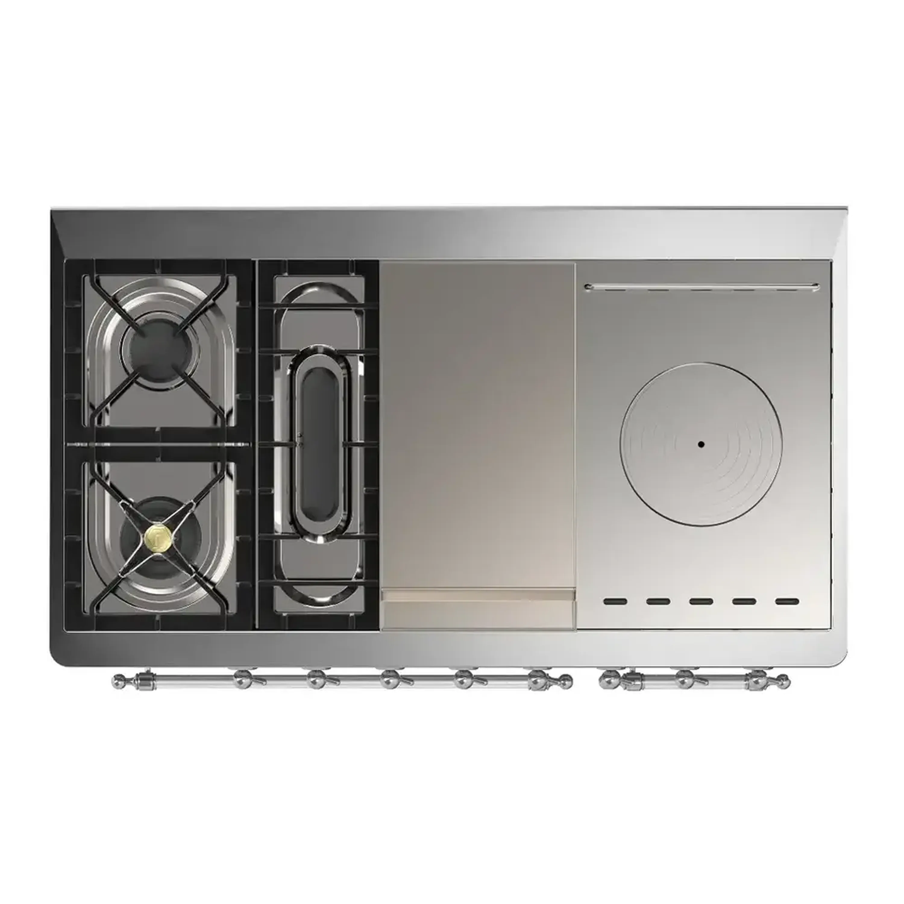 ILVE Majestic III 48-inch Dual Fuel Range with 5 Natural Gas Burner, Griddle, French Top and Triple Glass Door Electric Oven in RAL with Chrome Trim (UM48FSNR3RAC) - Image 2