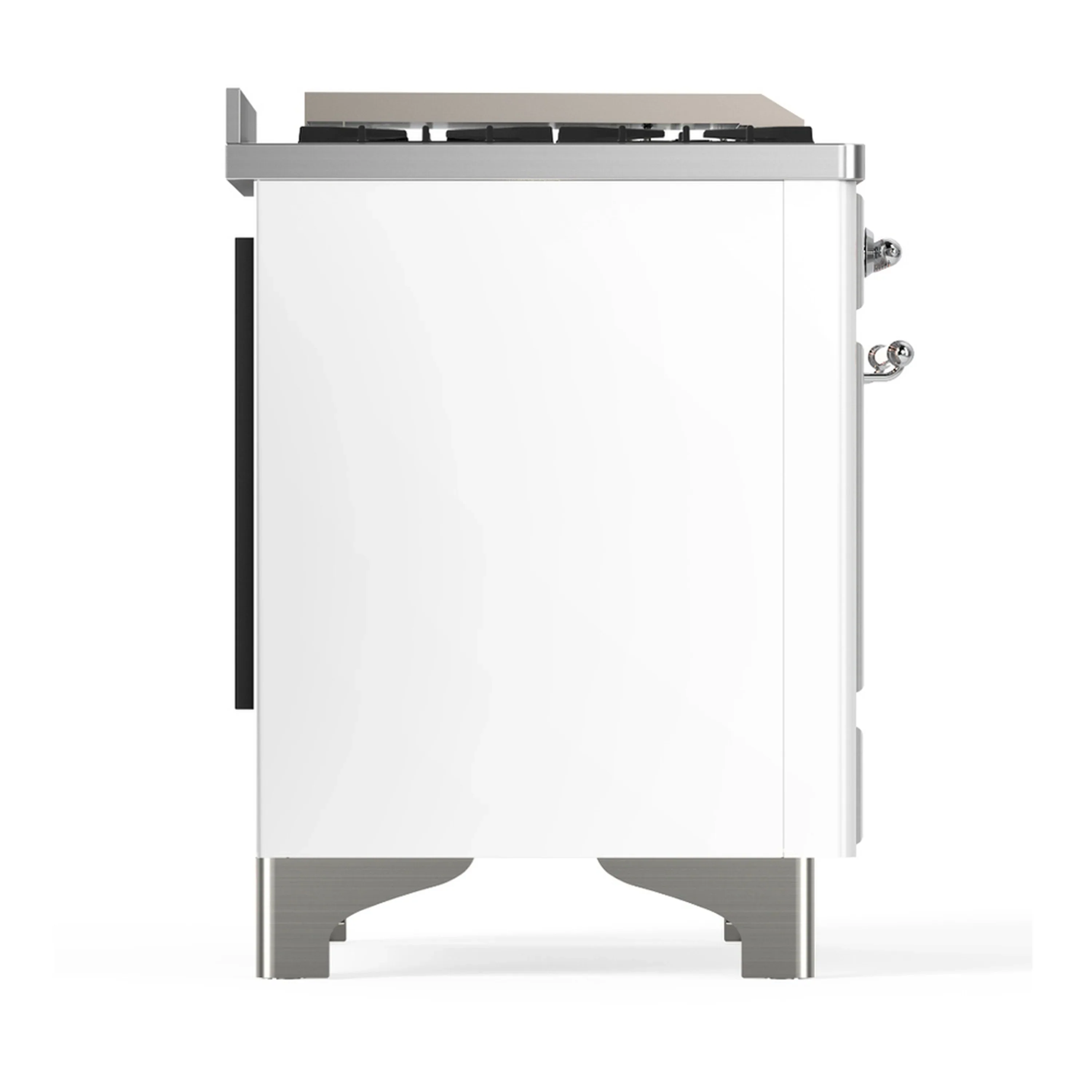 ILVE Majestic III 48-inch Dual Fuel Range with 5 Natural Gas Burner, Griddle and Triple Glass Door Electric Oven in White with Chrome Trim (UM48FNR3WHC) - Image 8