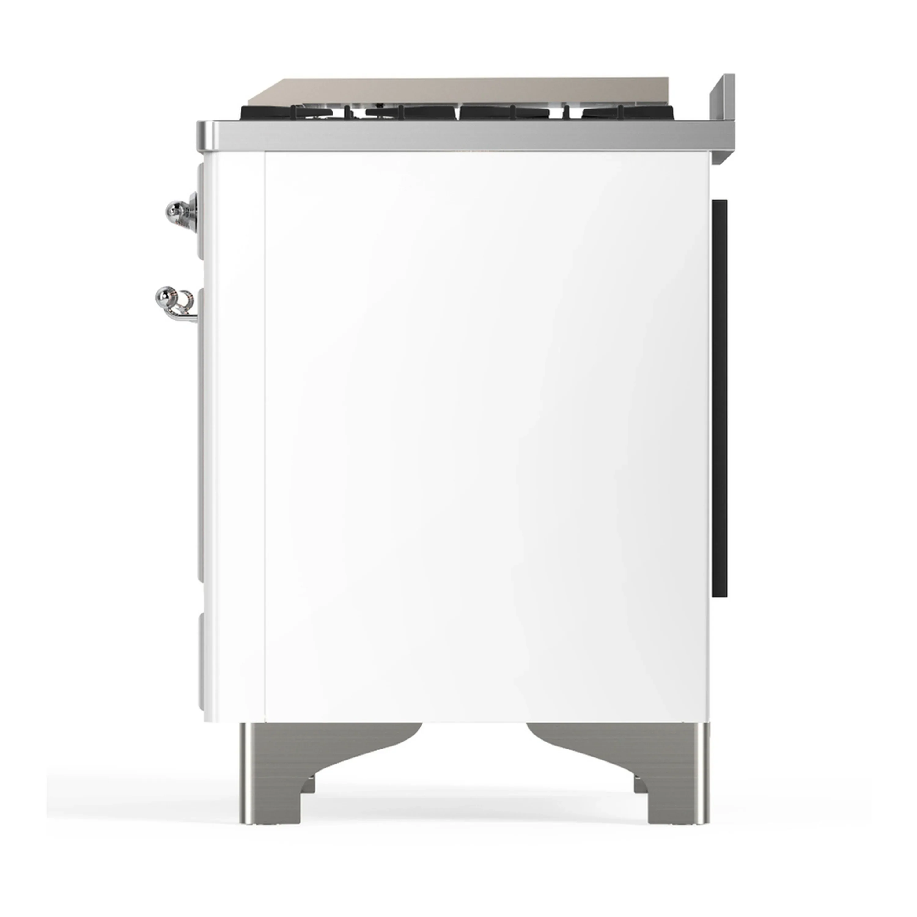 ILVE Majestic III 48-inch Dual Fuel Range with 5 Liquid Propane Burner, Griddle and Solid Door Electric Oven in White with Chrome Trim (UM48FQNR3WHCLP) - Image 9
