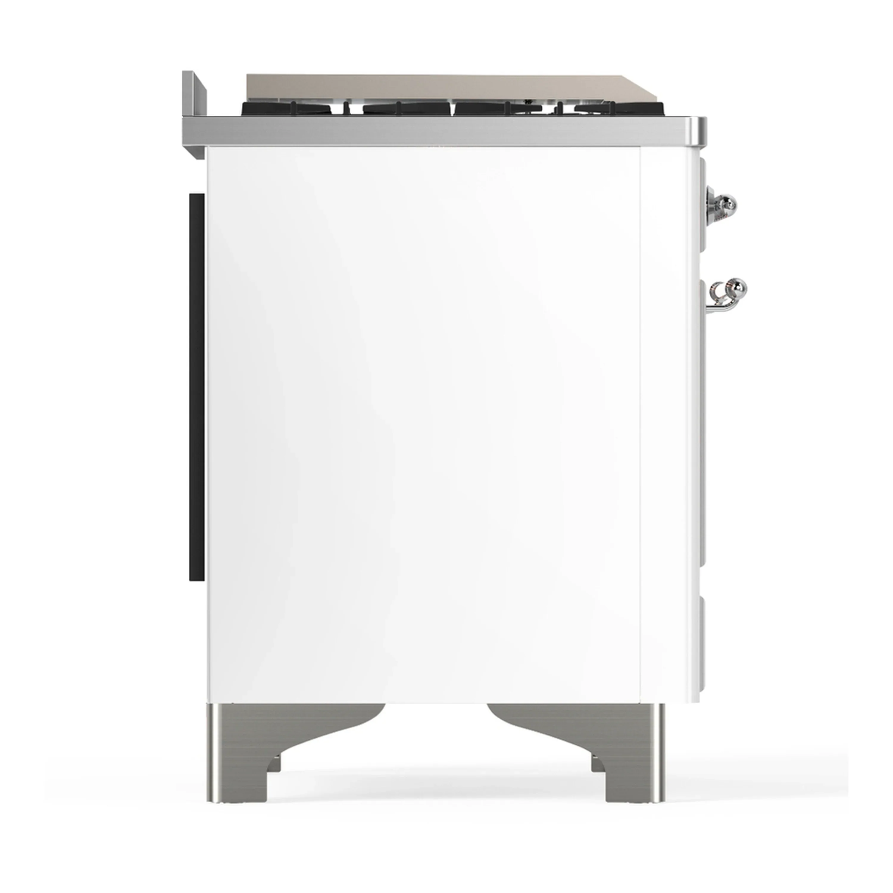 ILVE Majestic III 48-inch Dual Fuel Range with 5 Natural Gas Burner, Griddle, French Top and Triple Glass Door Electric Oven in White with Chrome Trim (UM48FSNR3WHC) - Image 8