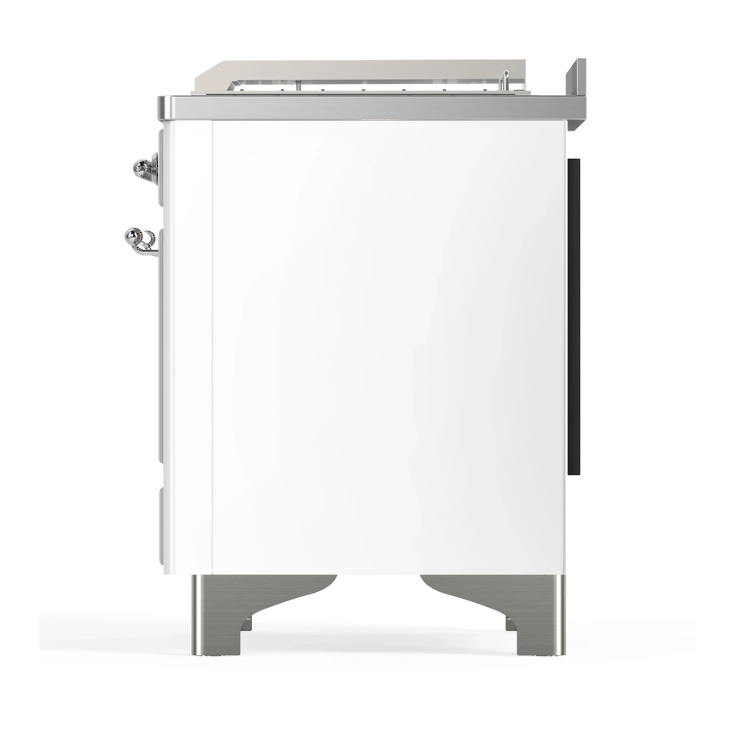 ILVE Majestic III 48-inch Dual Fuel Range with 5 Natural Gas Burner, Griddle, French Top and Triple Glass Door Electric Oven in White with Chrome Trim (UM48FSNR3WHC) - Image 9