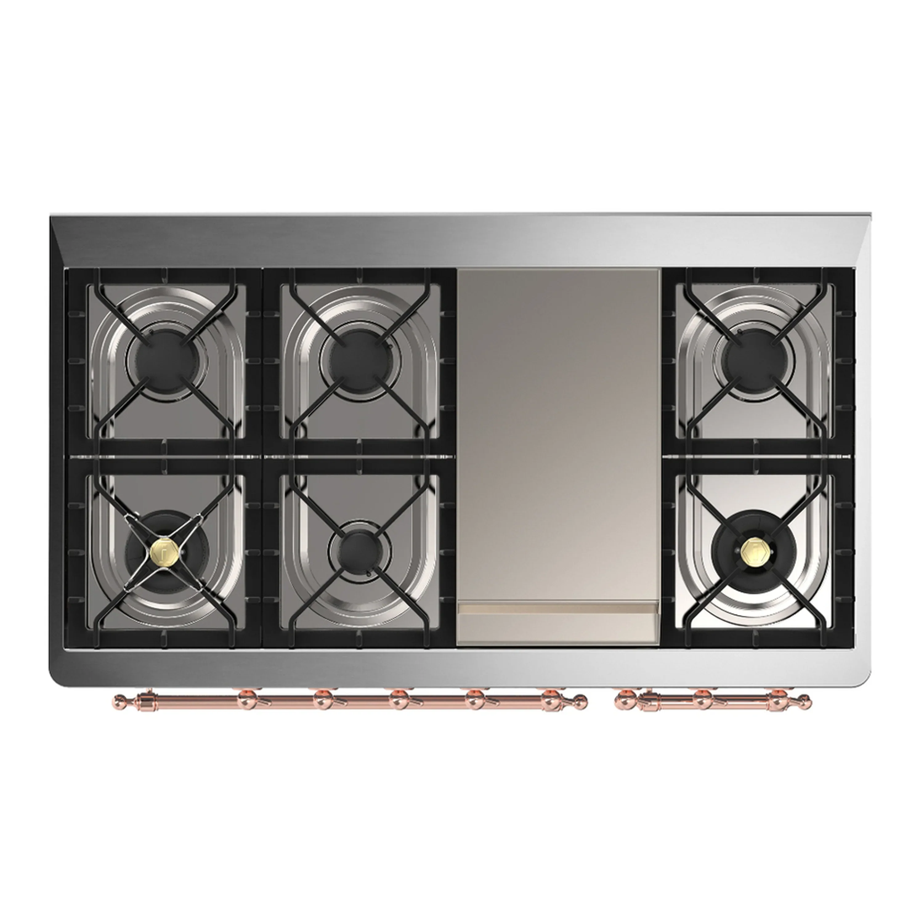 ILVE Majestic III 48-inch Dual Fuel Range with 5 Liquid Propane Burner, Griddle and Triple Glass Door Electric Oven in Antique White with Copper Trim (UM48FNR3AWPLP) - Image 2