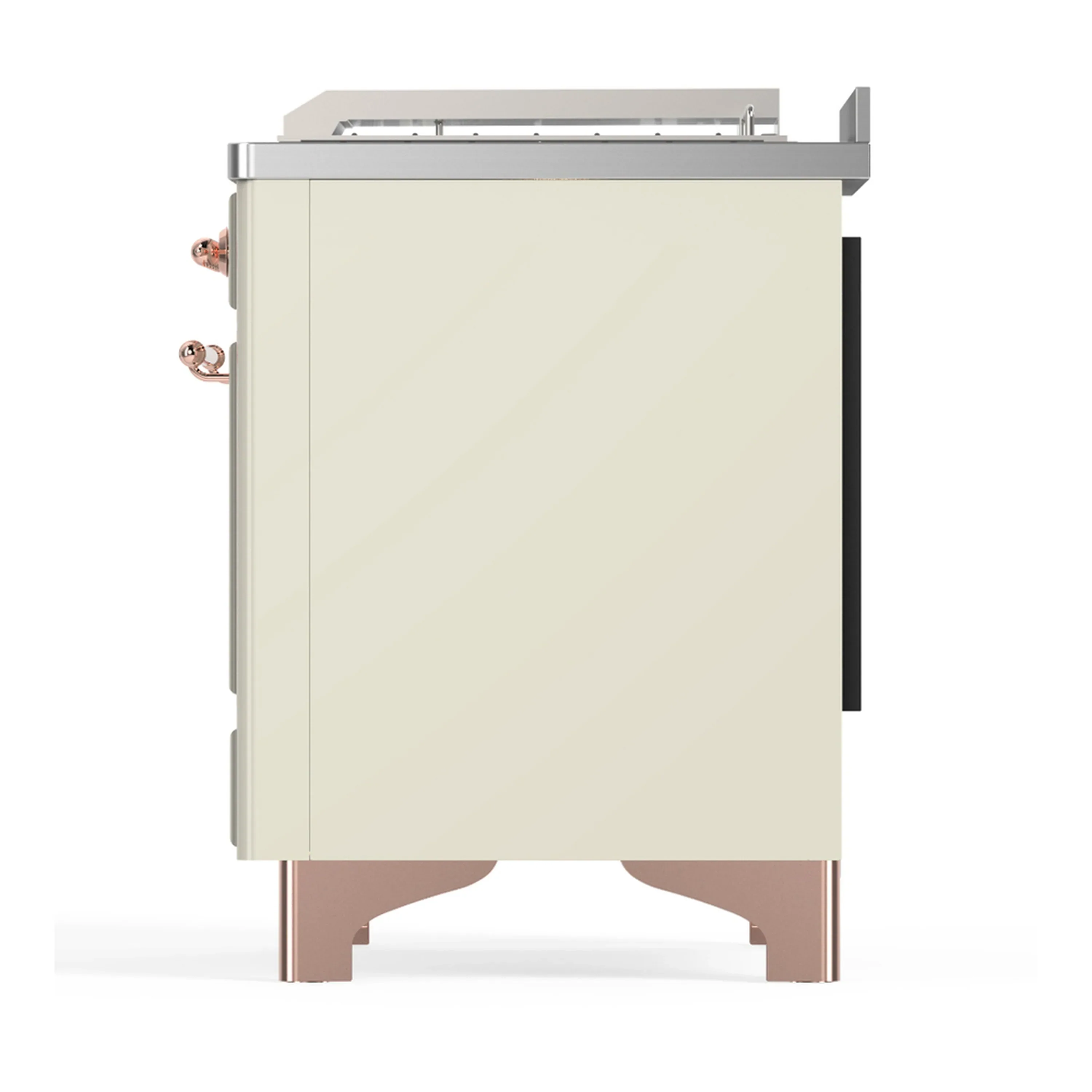 ILVE Majestic III 48-inch Dual Fuel Range with 5 Natural Gas Burner, Griddle, French Top and Solid Door Electric Oven in Antique White with Copper Trim (UM48FSQNR3AWP) - Image 9