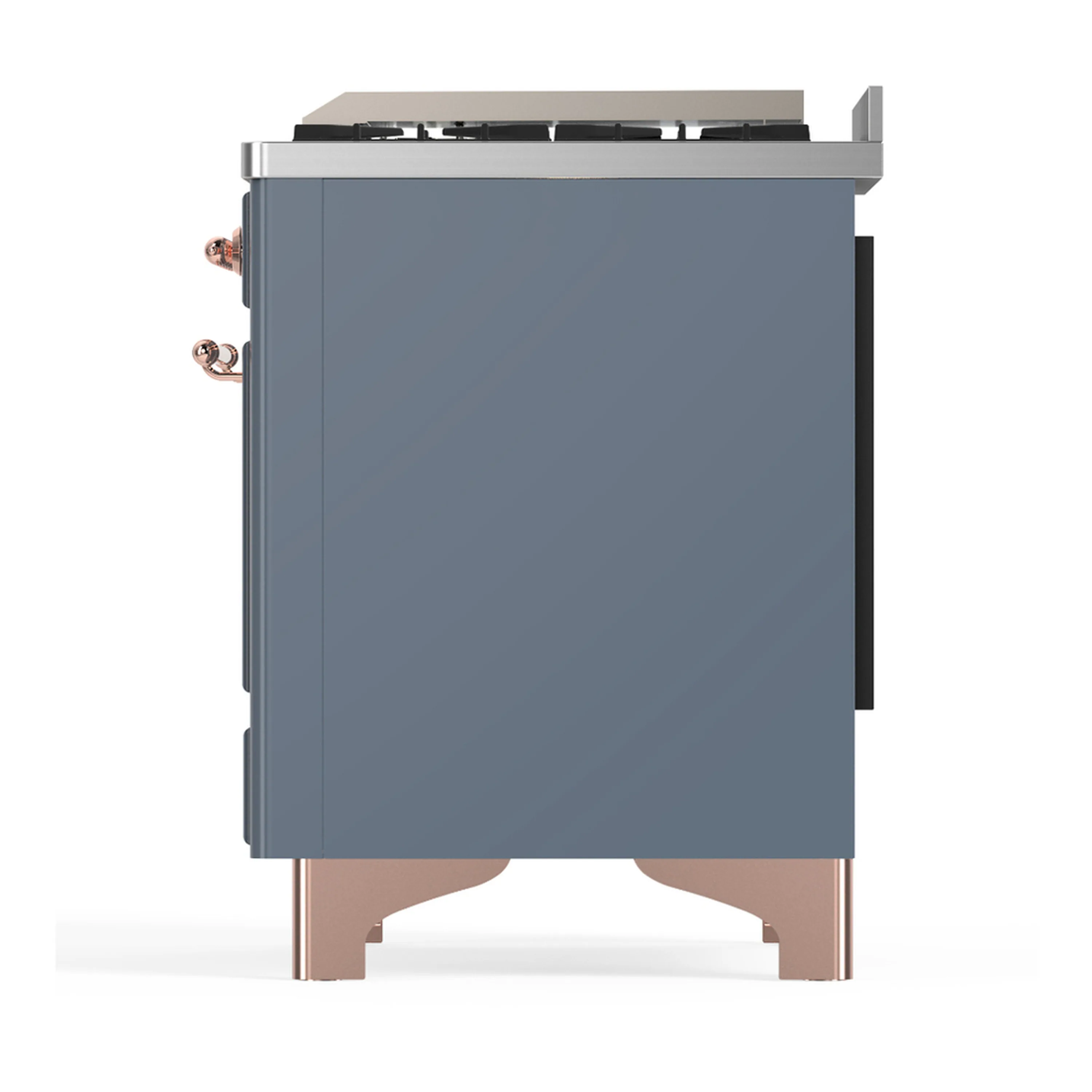 ILVE Majestic III 48-inch Dual Fuel Range with 5 Liquid Propane Burner, Griddle and Solid Door Electric Oven in Blue Grey with Copper Trim (UM48FQNR3BGPLP) - Image 9