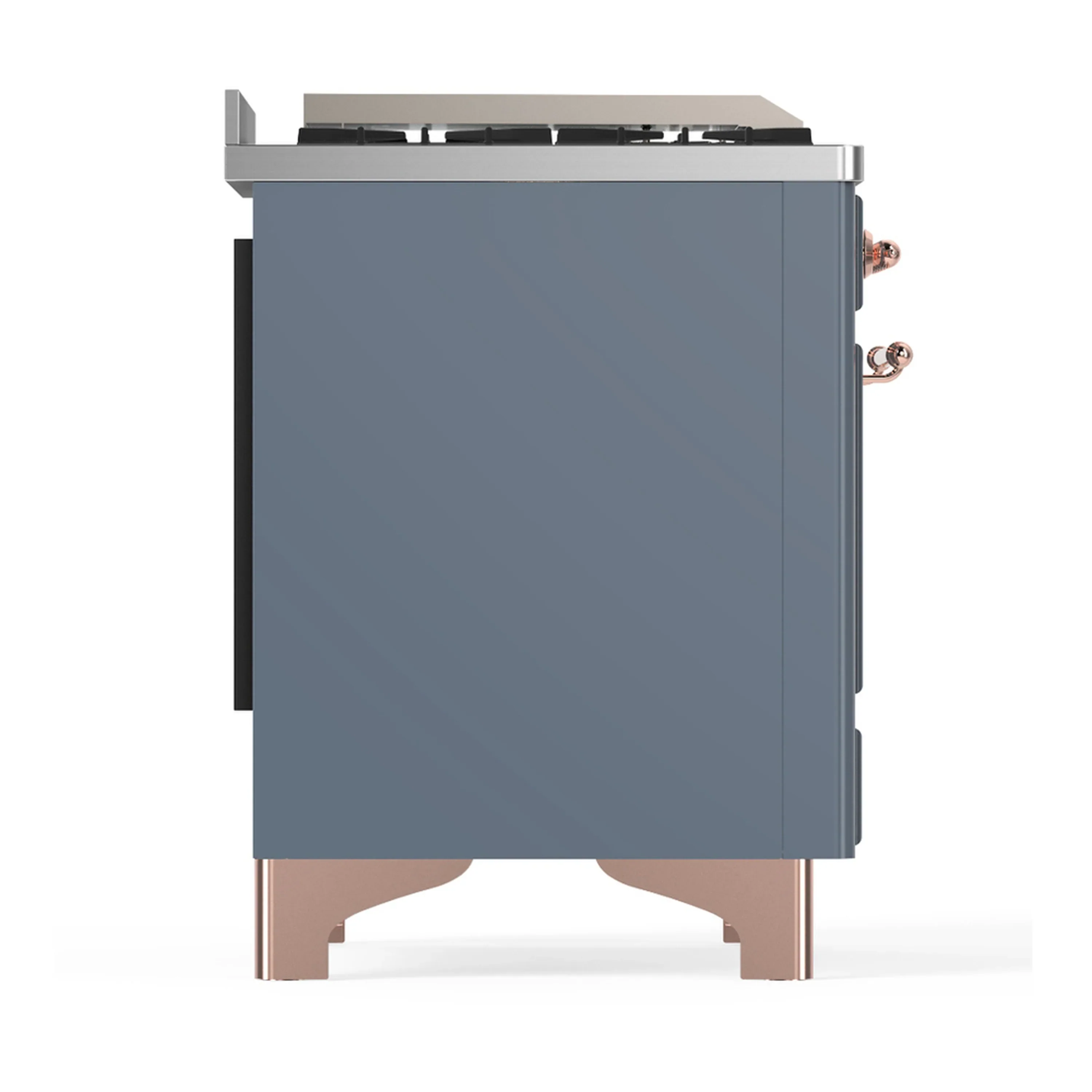 ILVE Majestic III 48-inch Dual Fuel Range with 5 Natural Gas Burner, Griddle, French Top and Triple Glass Door Electric Oven in Blue Grey with Copper Trim (UM48FSNR3BGP) - Image 8