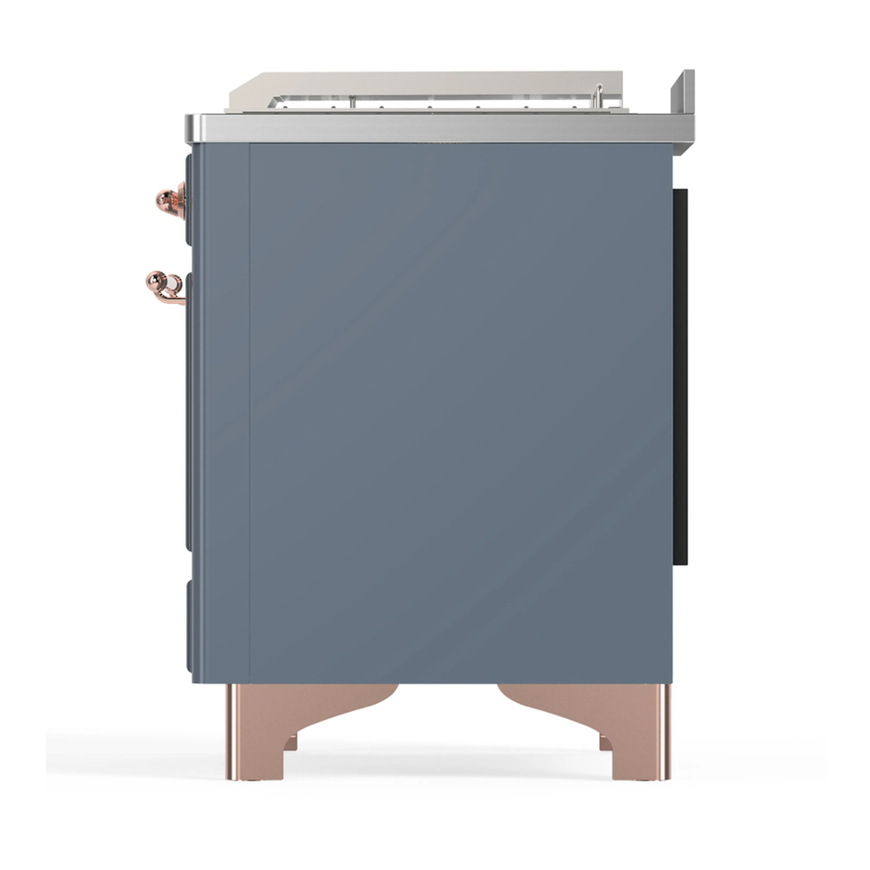 ILVE Majestic III 48-inch Dual Fuel Range with 5 Natural Gas Burner, Griddle, French Top and Triple Glass Door Electric Oven in Blue Grey with Copper Trim (UM48FSNR3BGP) - Image 9