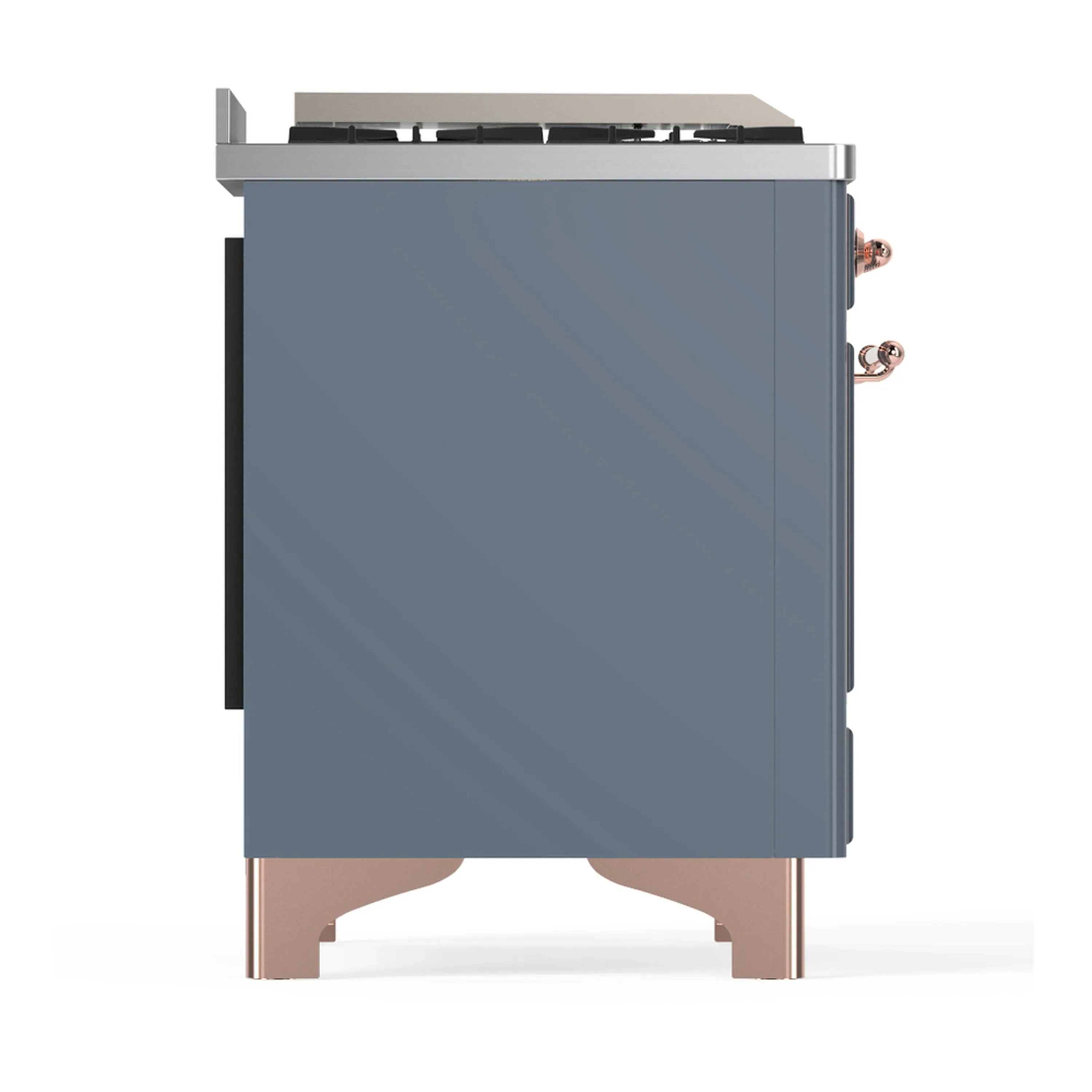 ILVE Majestic III 48-inch Dual Fuel Range with 5 Natural Gas Burner, Griddle, French Top and Solid Door Electric Oven in Blue Grey with Copper Trim (UM48FSQNR3BGP) - Image 7