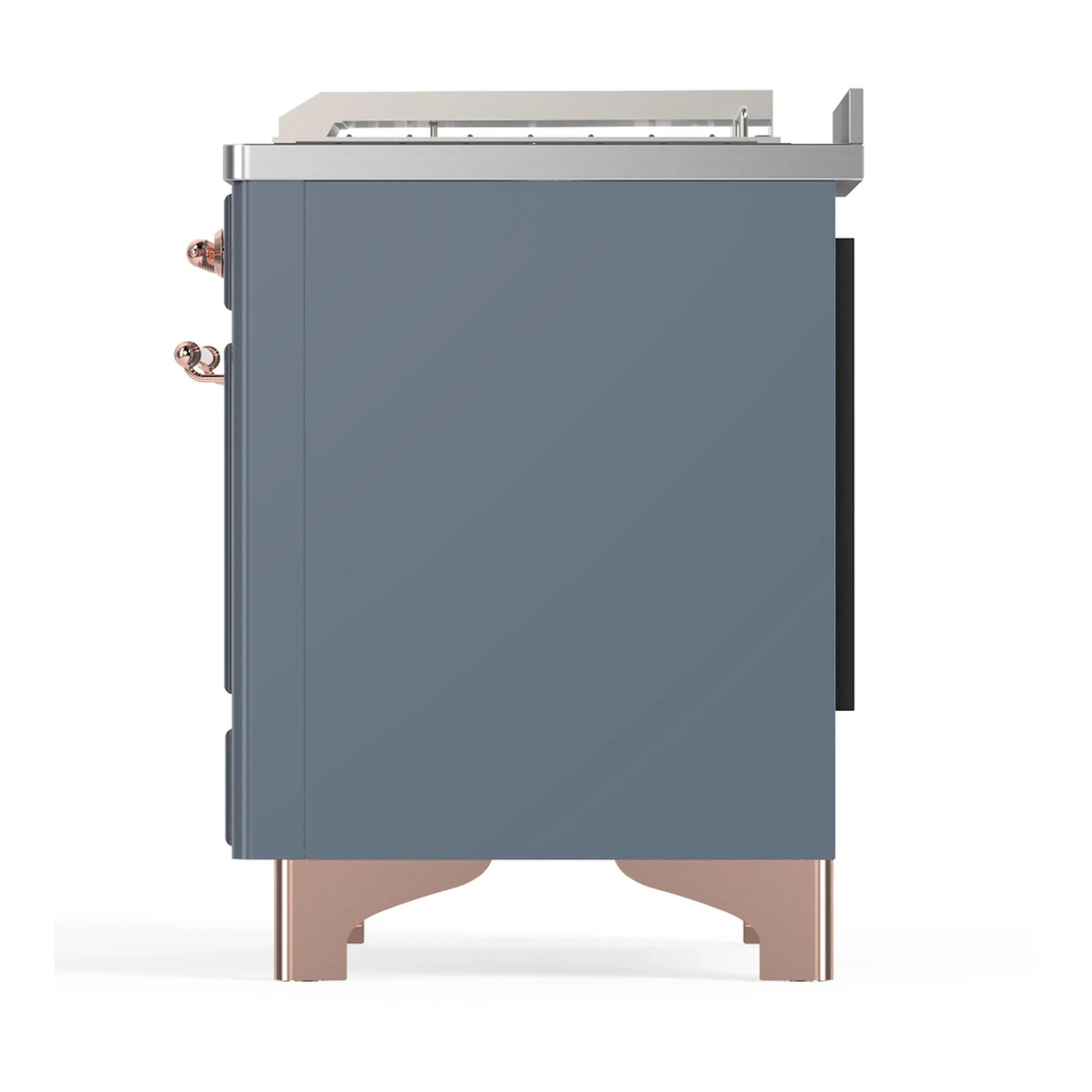 ILVE Majestic III 48-inch Dual Fuel Range with 5 Natural Gas Burner, Griddle, French Top and Solid Door Electric Oven in Blue Grey with Copper Trim (UM48FSQNR3BGP) - Image 8