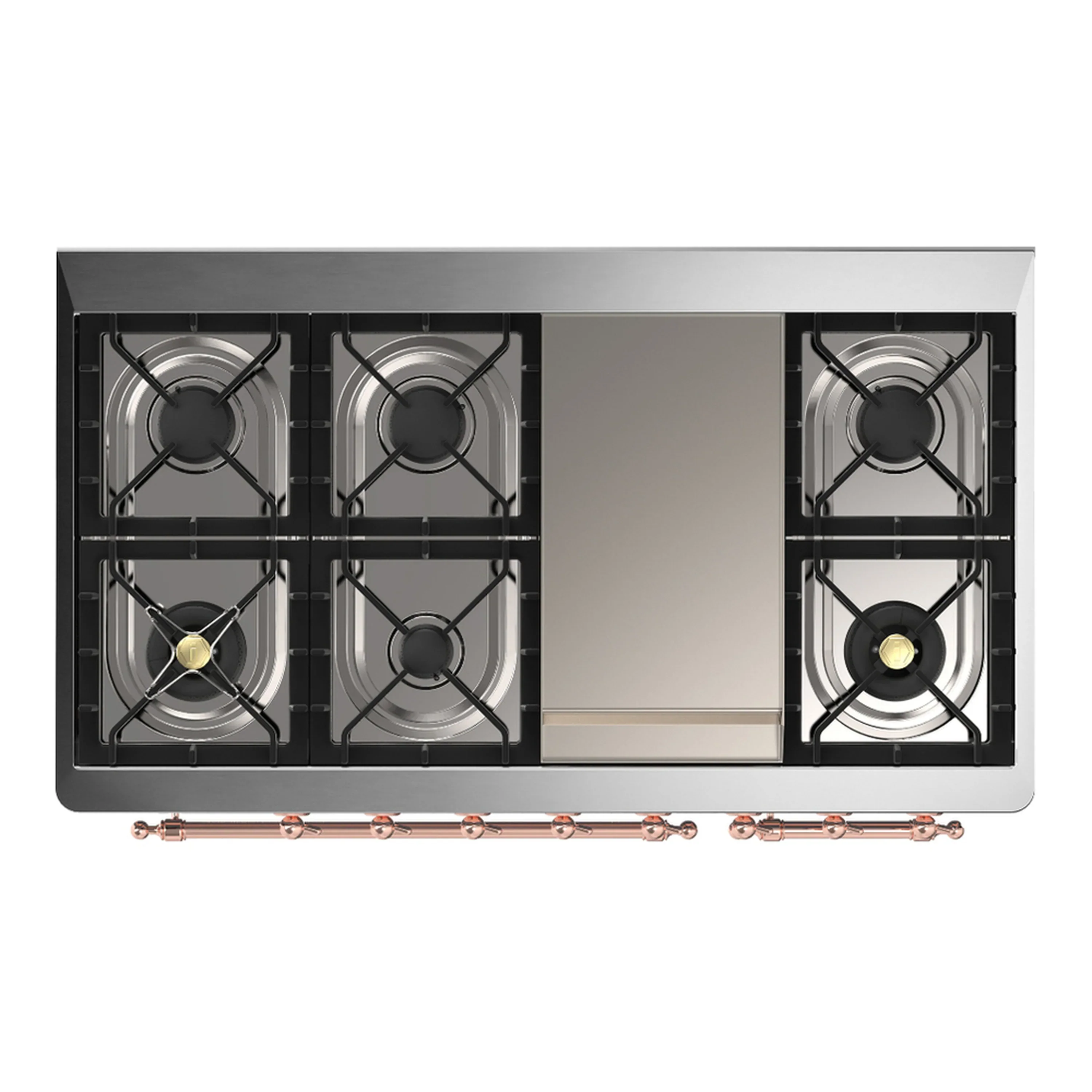 ILVE Majestic III 48-inch Dual Fuel Range with 5 Liquid Propane Burner, Griddle and Triple Glass Door Electric Oven in Burgundy with Copper Trim (UM48FNR3BUPLP) - Image 2