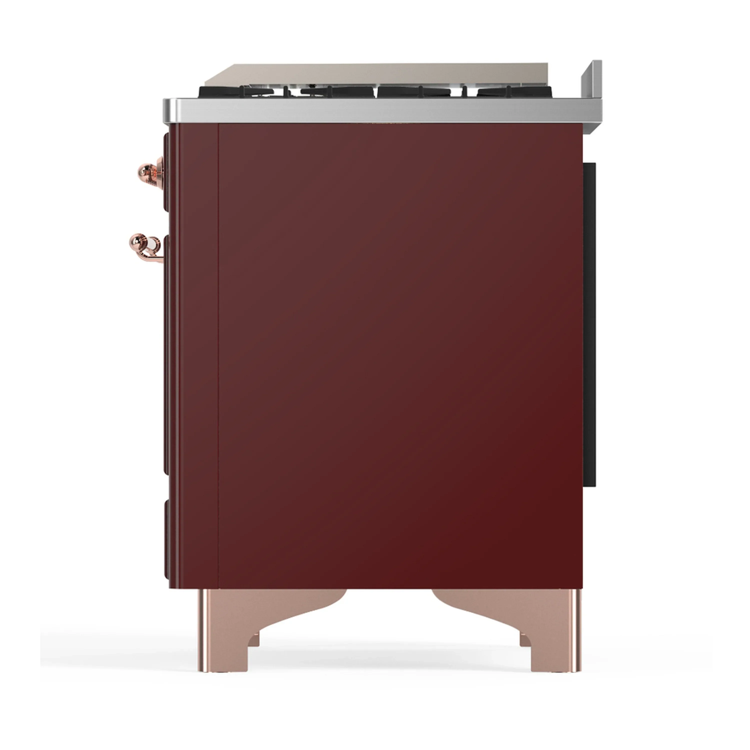 ILVE Majestic III 48-inch Dual Fuel Range with 5 Liquid Propane Burner, Griddle and Triple Glass Door Electric Oven in Burgundy with Copper Trim (UM48FNR3BUPLP) - Image 9