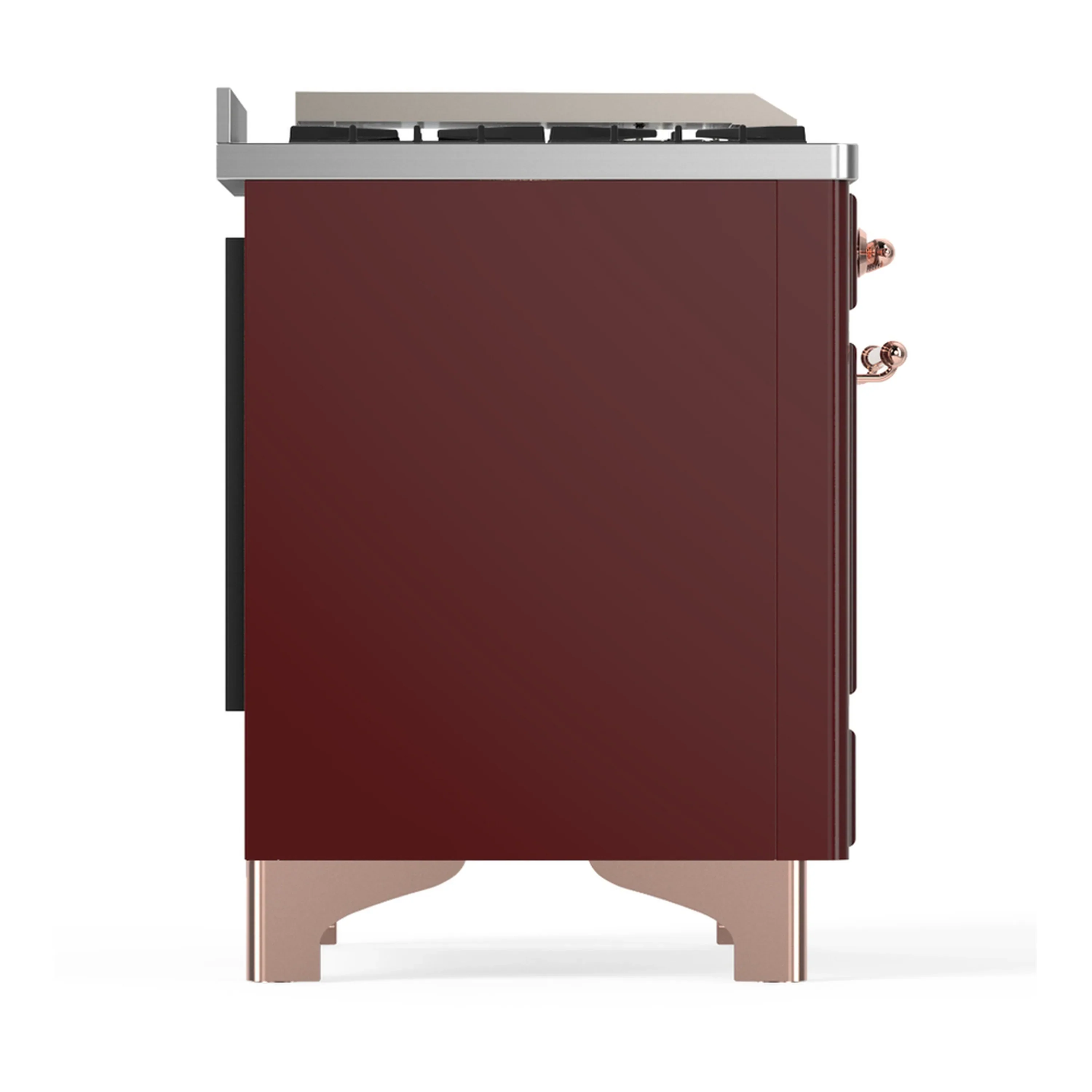 ILVE Majestic III 48-inch Dual Fuel Range with 5 Natural Gas Burner, Griddle and Solid Door Electric Oven in Burgundy with Copper Trim (UM48FQNR3BUP) - Image 8