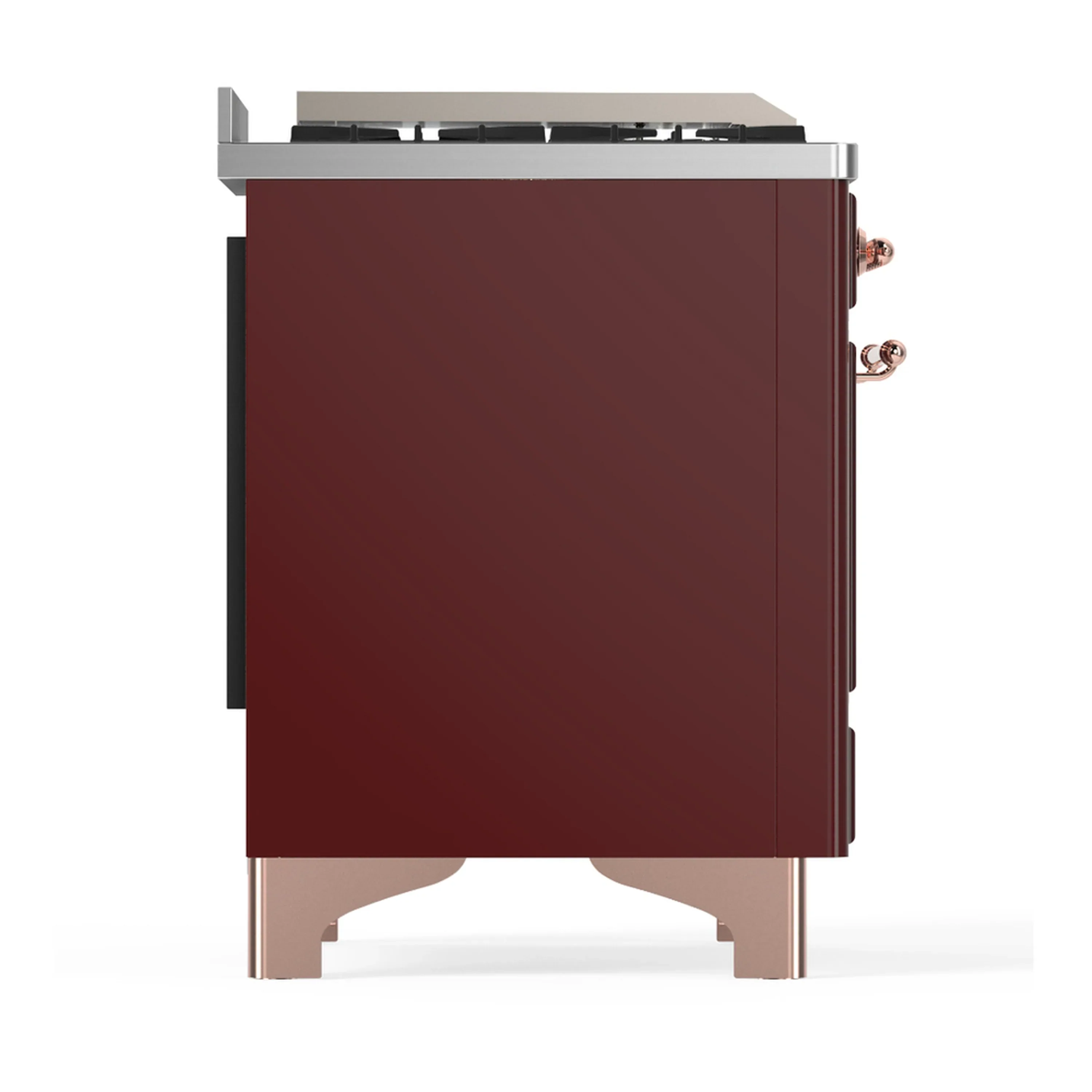ILVE Majestic III 48-inch Dual Fuel Range with 5 Natural Gas Burner, Griddle, French Top and Triple Glass Door Electric Oven in Burgundy with Copper Trim (UM48FSNR3BUP) - Image 8