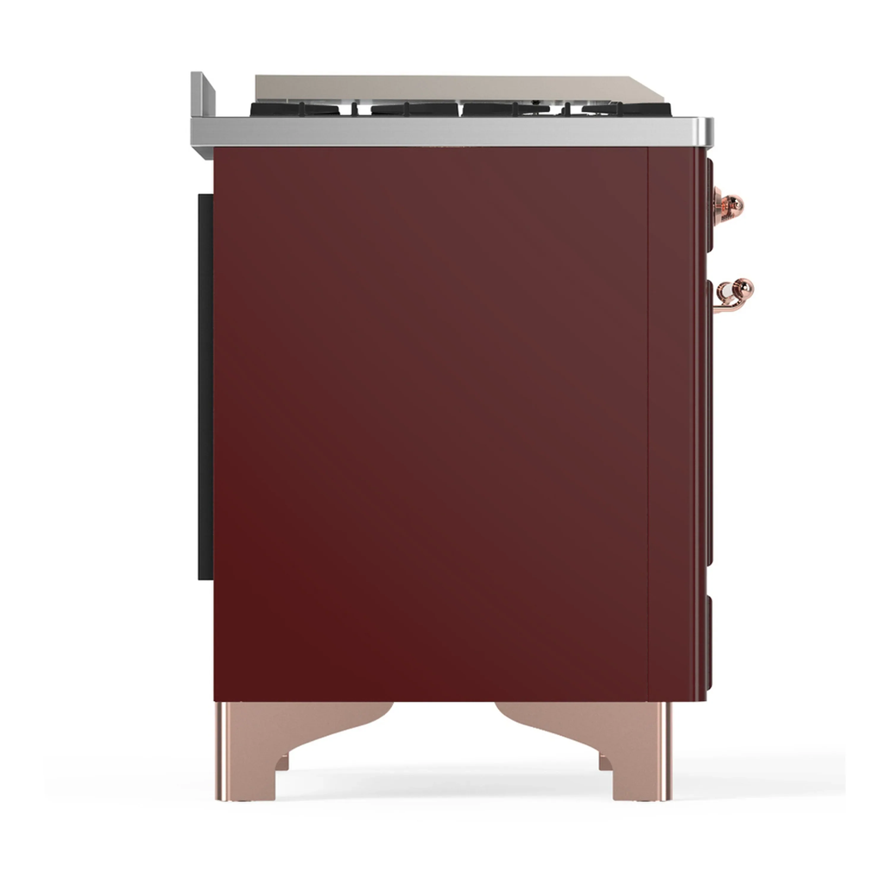 ILVE Majestic III 48-inch Dual Fuel Range with 5 Natural Gas Burner, Griddle, French Top and Solid Door Electric Oven in Burgundy with Copper Trim (UM48FSQNR3BUP) - Image 8