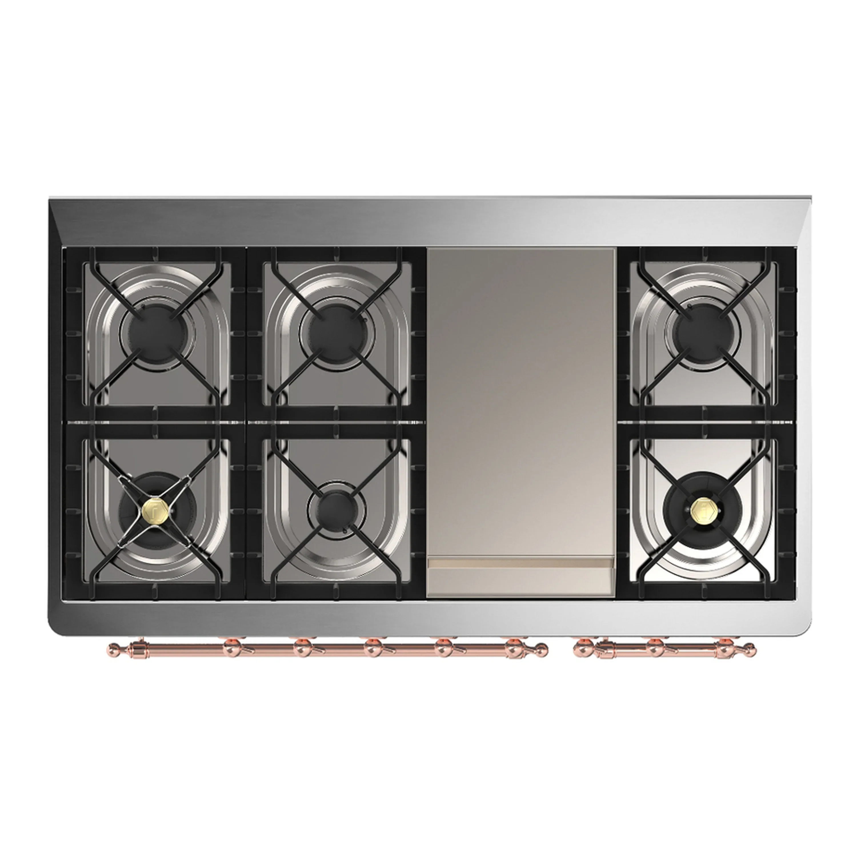 ILVE Majestic III 48-inch Dual Fuel Range with 5 Natural Gas Burner, Griddle and Triple Glass Door Electric Oven in Emerald Green with Copper Trim (UM48FNR3EGP) - Image 2