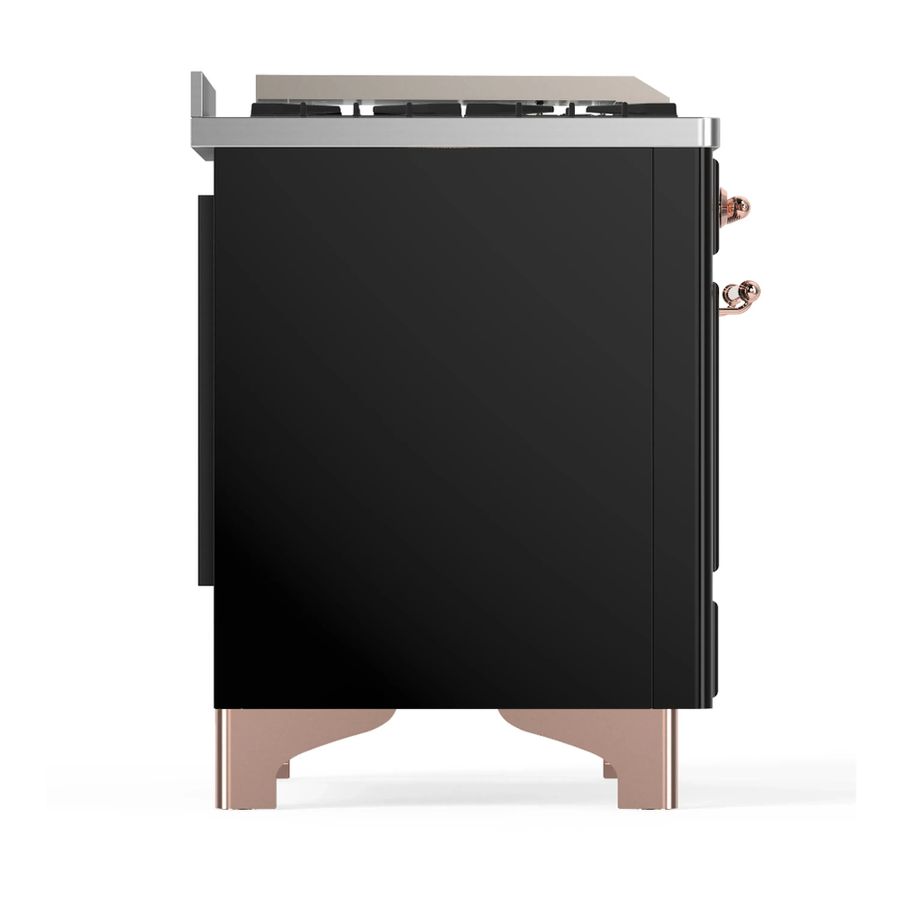 ILVE Majestic III 48-inch Dual Fuel Range with 5 Natural Gas Burner, Griddle and Triple Glass Door Electric Oven in Glossy Black with Copper Trim (UM48FNR3BKP) - Image 8