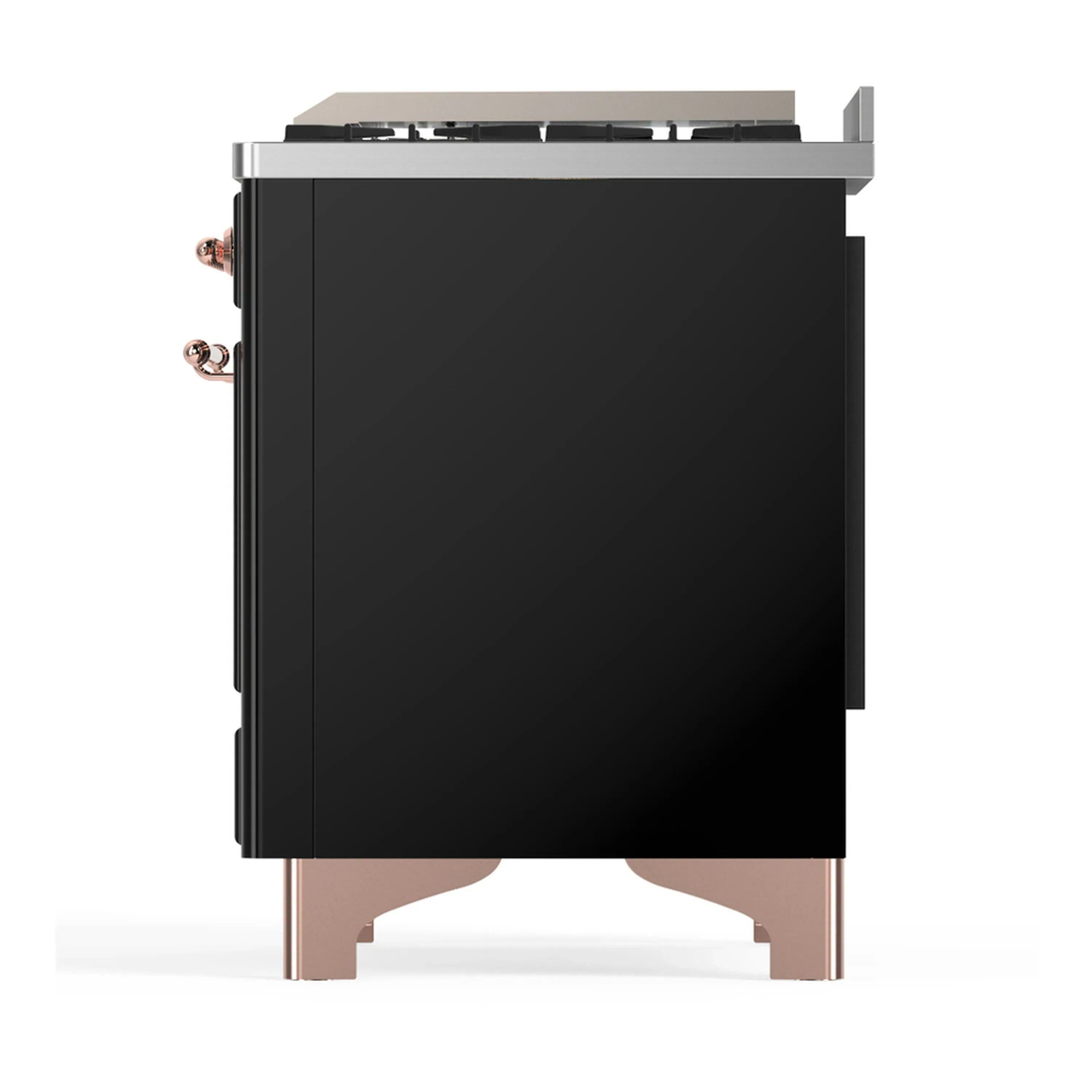 ILVE Majestic III 48-inch Dual Fuel Range with 5 Natural Gas Burner, Griddle and Triple Glass Door Electric Oven in Glossy Black with Copper Trim (UM48FNR3BKP) - Image 9